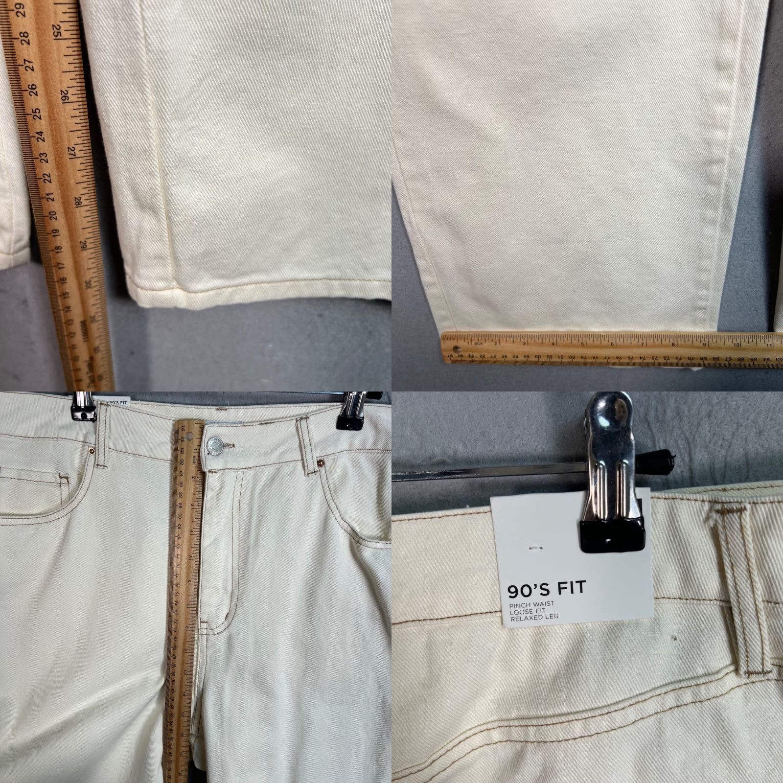 Forever 21 FOREVER 21 Premium 90s Fit High-Waist Cream Denim Jeans Mens 31 Size US 31 - 8 Thumbnail