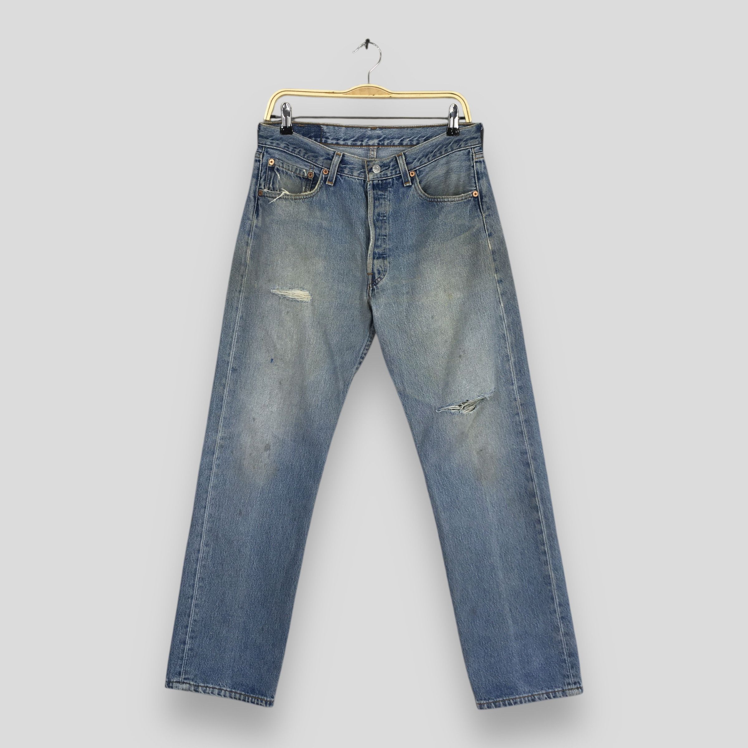 Levi's Size 30x29 Vintage 90s Levi's 501 Straight Cut Denim S1824 Size US 30 / EU 46 - 1 Thumbnail