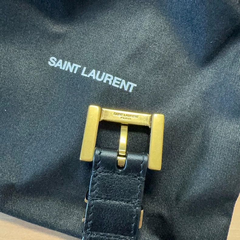 Yves Saint Laurent Saint Laurent Black Letter Square Buckle Smooth Waist Belt Size ONE SIZE - 4 Thumbnail