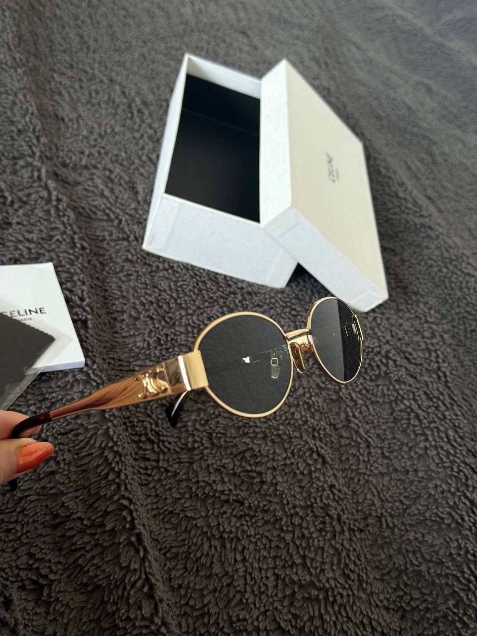 Celine Celine Triomphe Metal Oval Sunglasses Size ONE SIZE - 6 Thumbnail