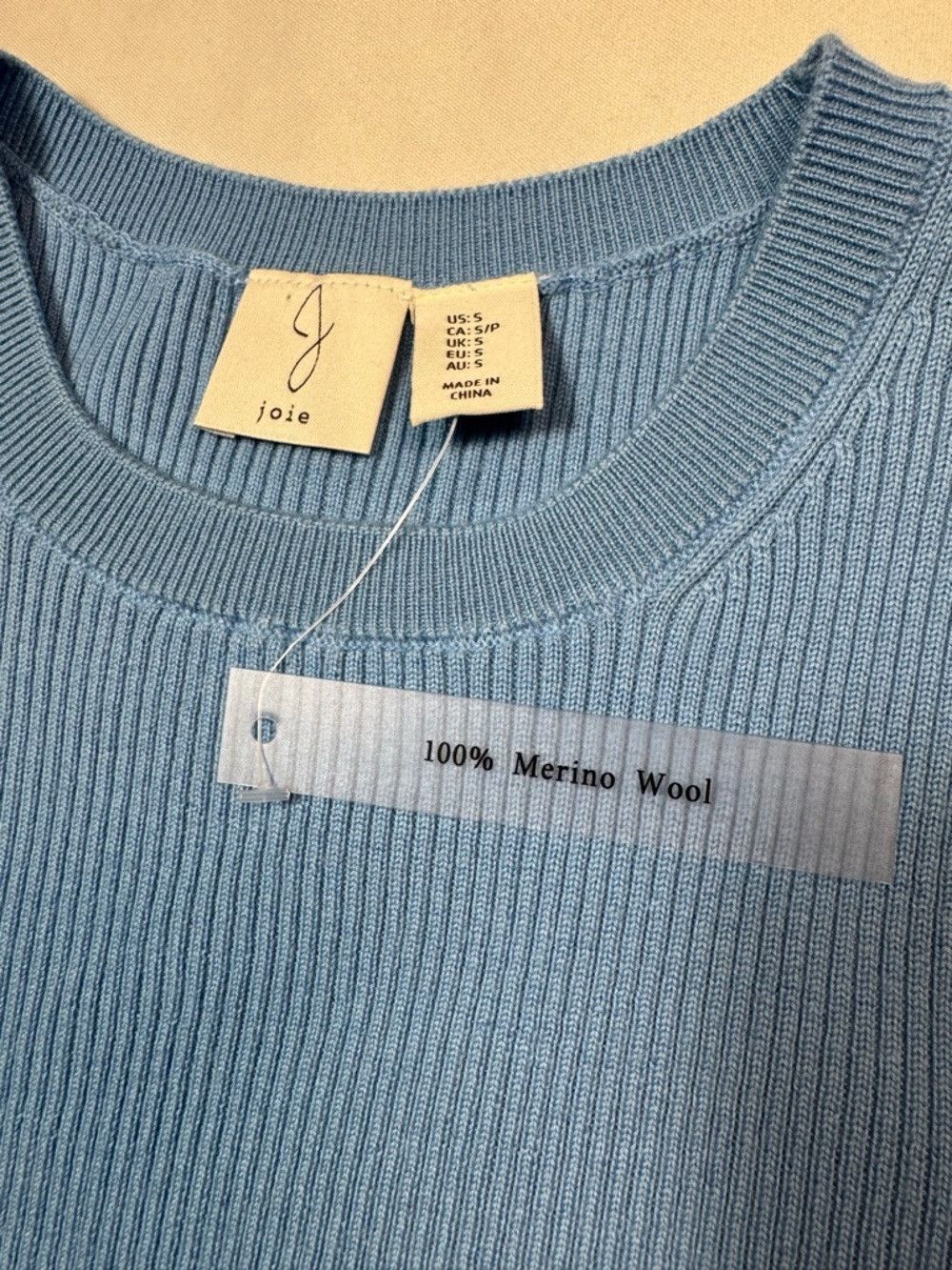 Joie NWT New Joie 100% Merino Wool Ribbed Knit Sleeveless Blue T Size S / US 4 / IT 40 - 4 Thumbnail