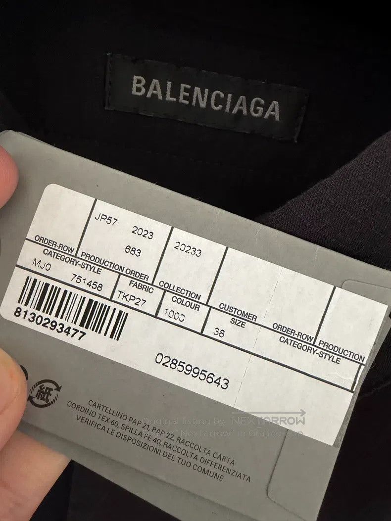 Balenciaga Balenciaga Black Full Embroidery Logo Short Sleeve Shirt Size XS / US 0-2 / IT 36-38 - 3 Thumbnail