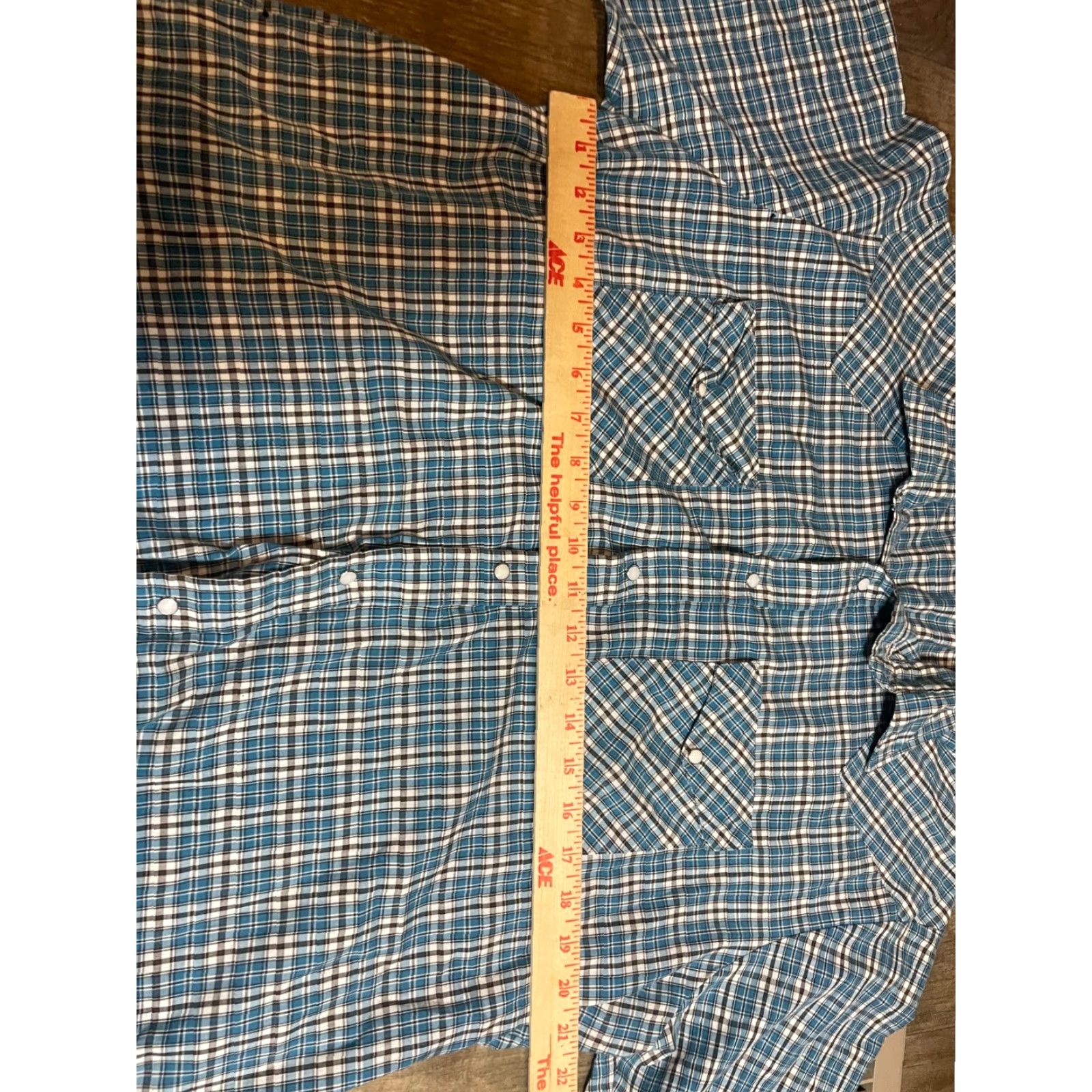 Vintage Pearl Pearl Snap Blue Plaid Short Sleeve Button-Up Collared 2 Pocket Mens L Western Frontier Shirt Size US 33 - 6 Thumbnail