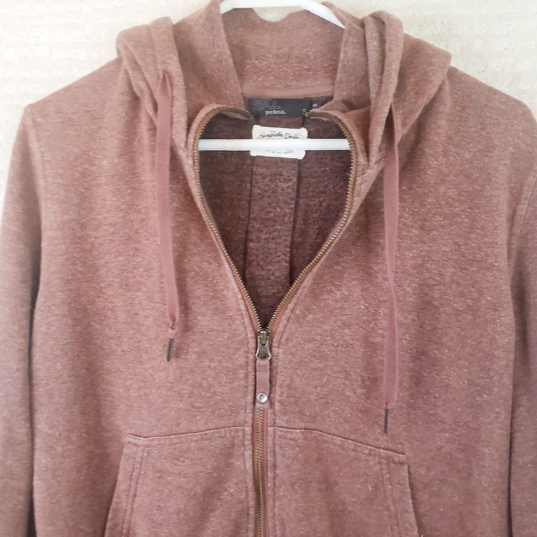 Prana prAna Women's Full Zip Hoodie Pink S Pockets Hooded Drawstring Lightweight Breathable Hiking Yoga Activewear Logo Yellow? Size S / US 4 / IT 40 - 2 Thumbnail