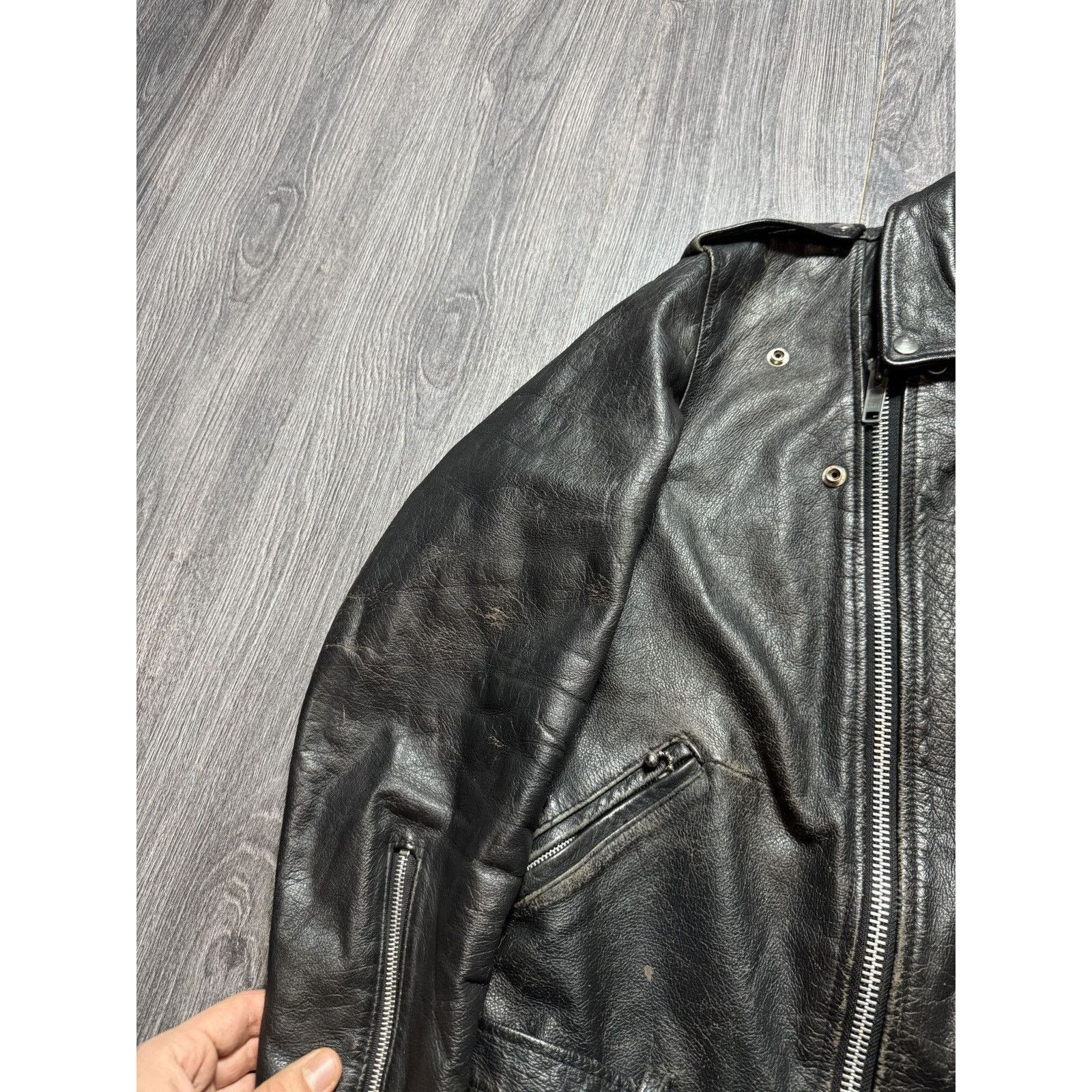 Vintage 90s Vintage Leather Biker Distressed Jacket Size US M / EU 48-50 / 2 - 7 Thumbnail