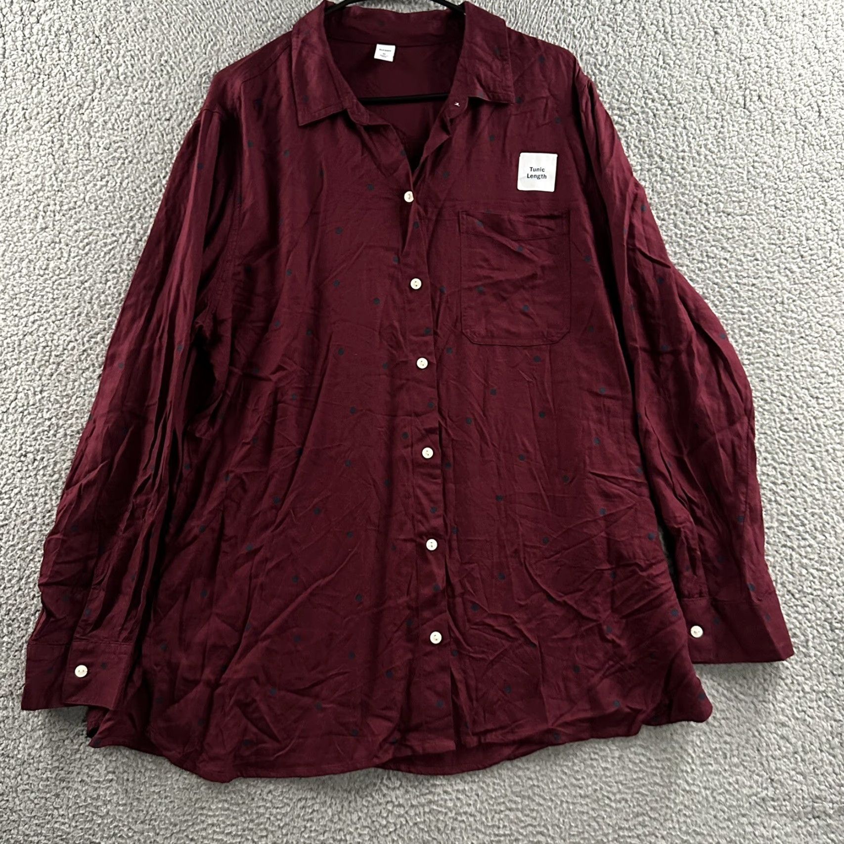 Old Navy Old Navy Women Top XL Tunic Length Red Blue Multicolor Polka Dot Long Sleeve 100% Rayon Button-Up Size XL / US 12-14 / IT 48-50 - 2 Thumbnail