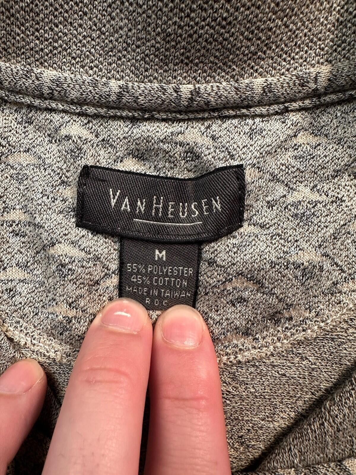 Van Heusen VTG Van Heusen Men's Gray Geometric Knit Polo Size M Size US M / EU 48-50 / 2 - 3 Thumbnail