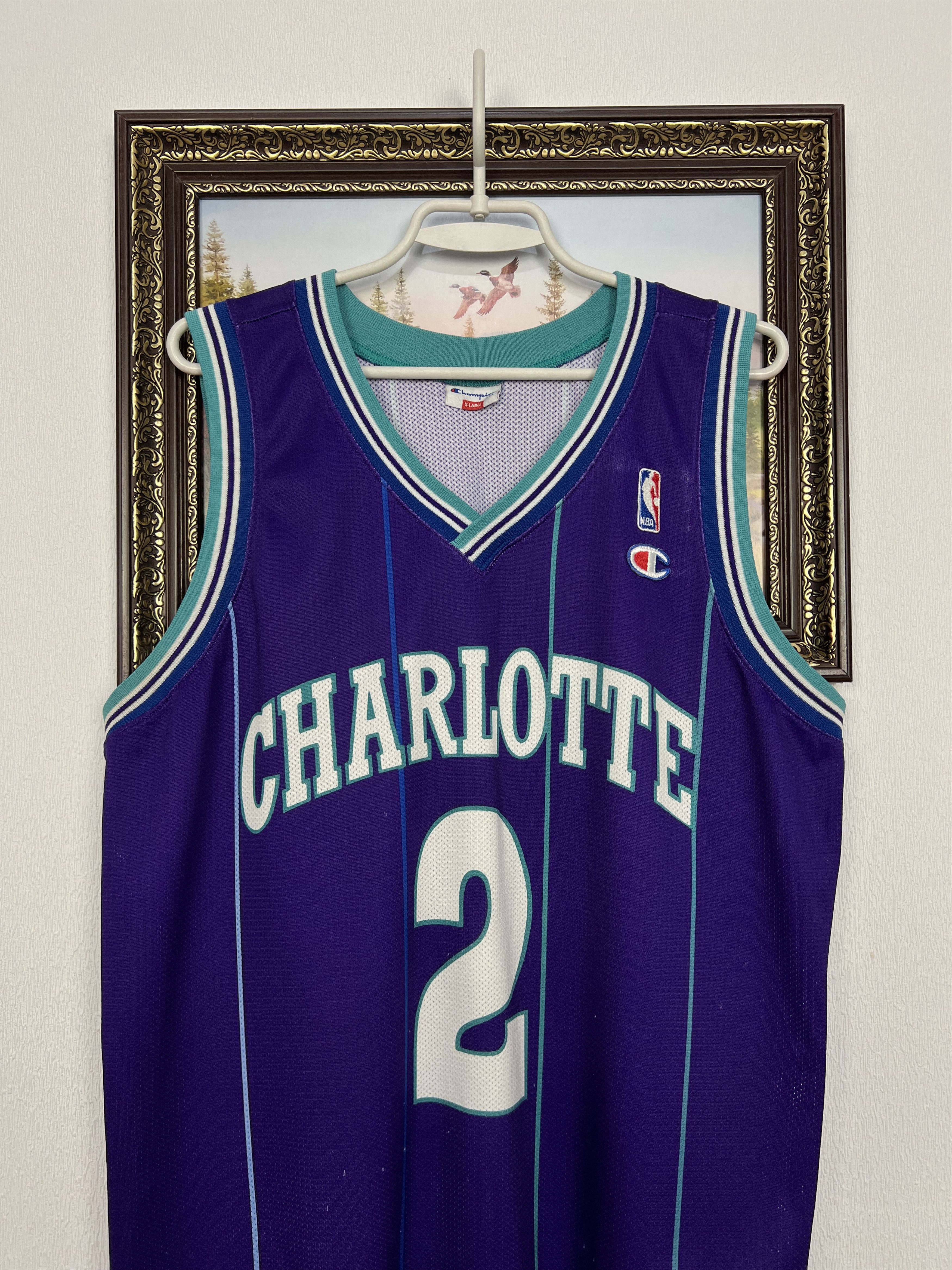 Champion Vintage 90's Champion Charlotte Hornets Johnson Jersey Size US XL / EU 56 / 4 - 2 Thumbnail