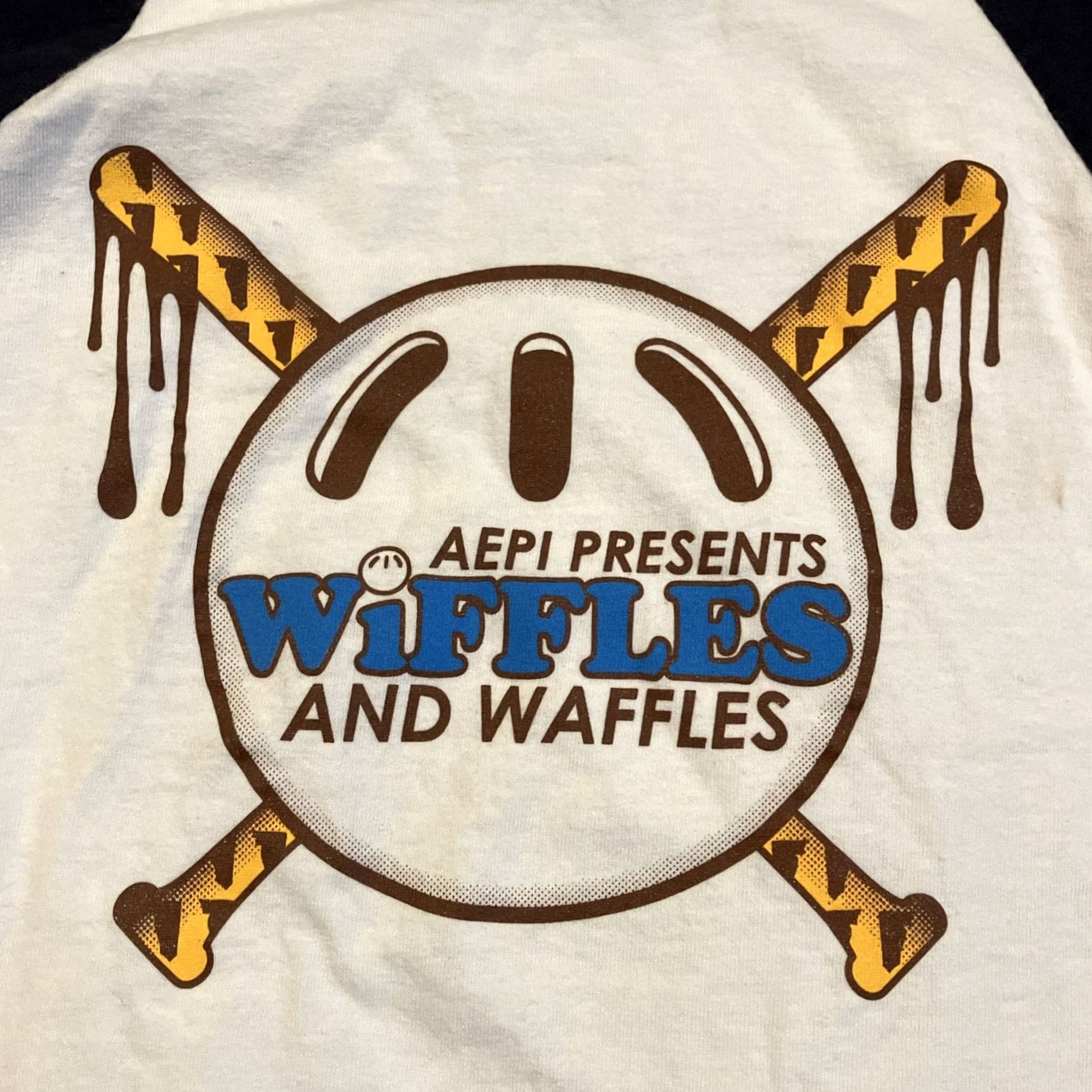 Anvil Alpha Epsilon Pi AEPI Baseball T Shirt Medium M White 3/4 Sleeve Mens Size US M / EU 48-50 / 2 - 2 Thumbnail
