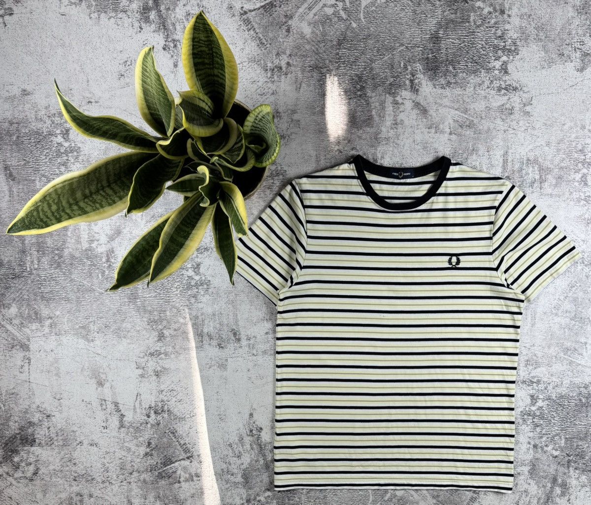 Fred Perry Fred Perry Men’s M Striped Yellow Blue Cotton Basic Jersey T Shirt Tee Shirt Size US M / EU 48-50 / 2 - 1 Thumbnail