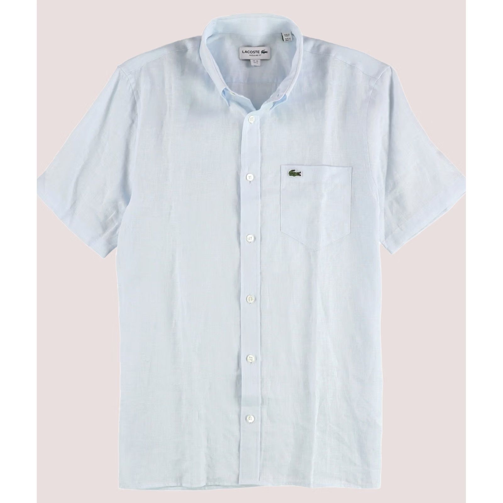 Lacoste Lacoste Mens Regular Fit Linen Button Up Shirt, L Neck, medblue Size US L / EU 52-54 / 3 - 1 Thumbnail