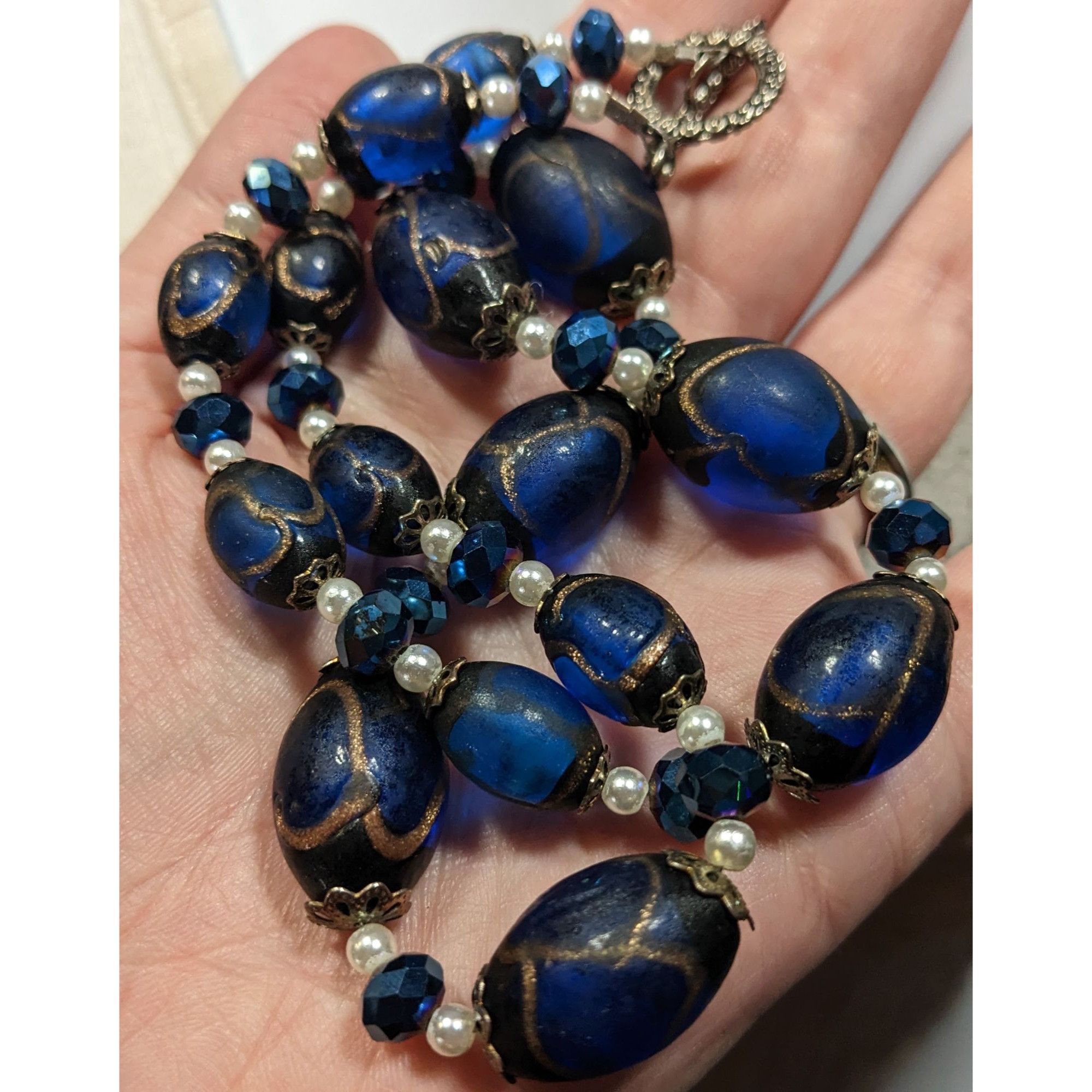 Other Regal Handmade Blue Glass And Faux Pearl Beaded Necklace Size ONE SIZE - 5 Thumbnail