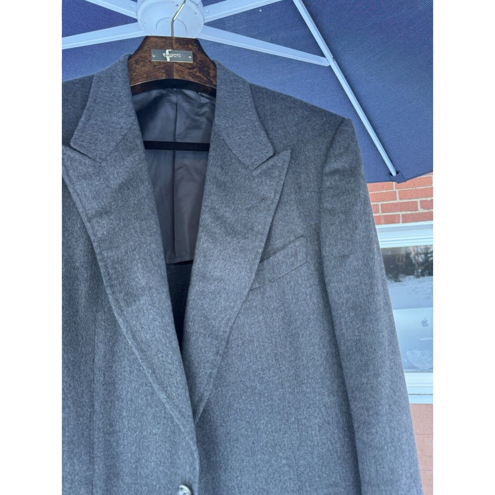 Tom Ford Tom Ford PeakLapel Cashmere GrayFlannel Shelton Jacket 56/46 Size 46L - 2 Thumbnail