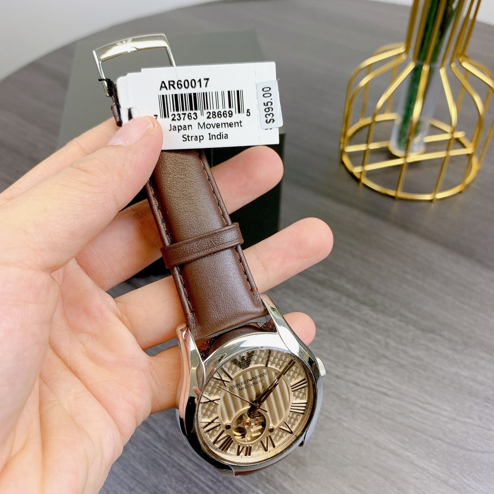 Emporio Armani Emporio Armani AR60017 Automatic Brown Leather Watch Size ONE SIZE - 7 Thumbnail