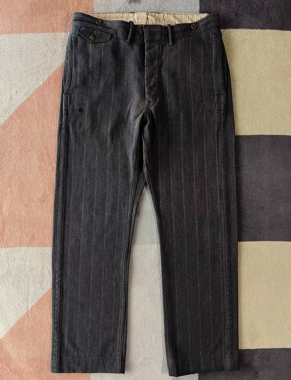 RRL Ralph Lauren Gray Pinstripe Casual Pants Size 34 Size US 34 / EU 50 - 1 Thumbnail