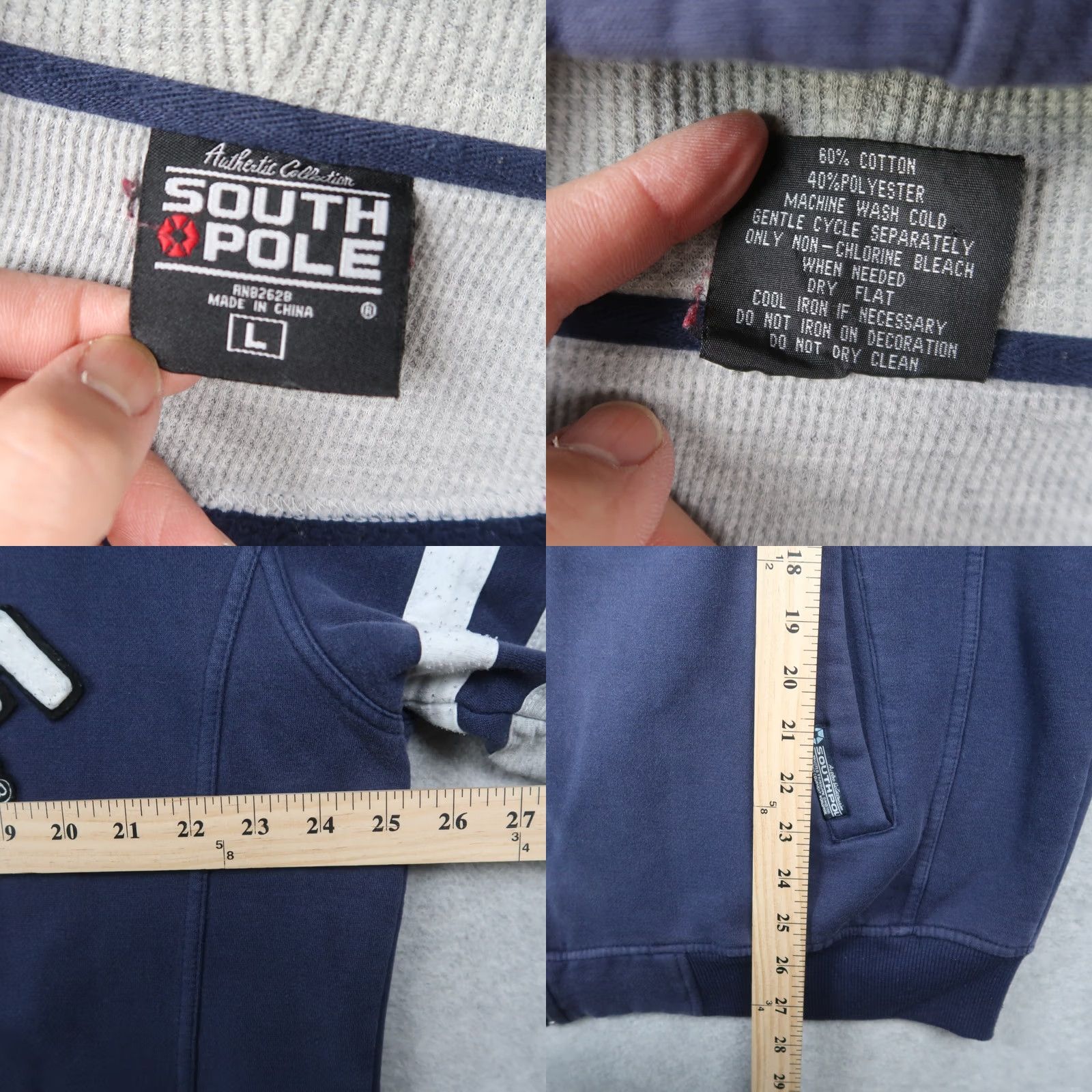 Southpole VINTAGE South Pole Hoodie Sweatshirt Full Zip Up Blue Size L Large Mens Y2K Size US L / EU 52-54 / 3 - 8 Thumbnail