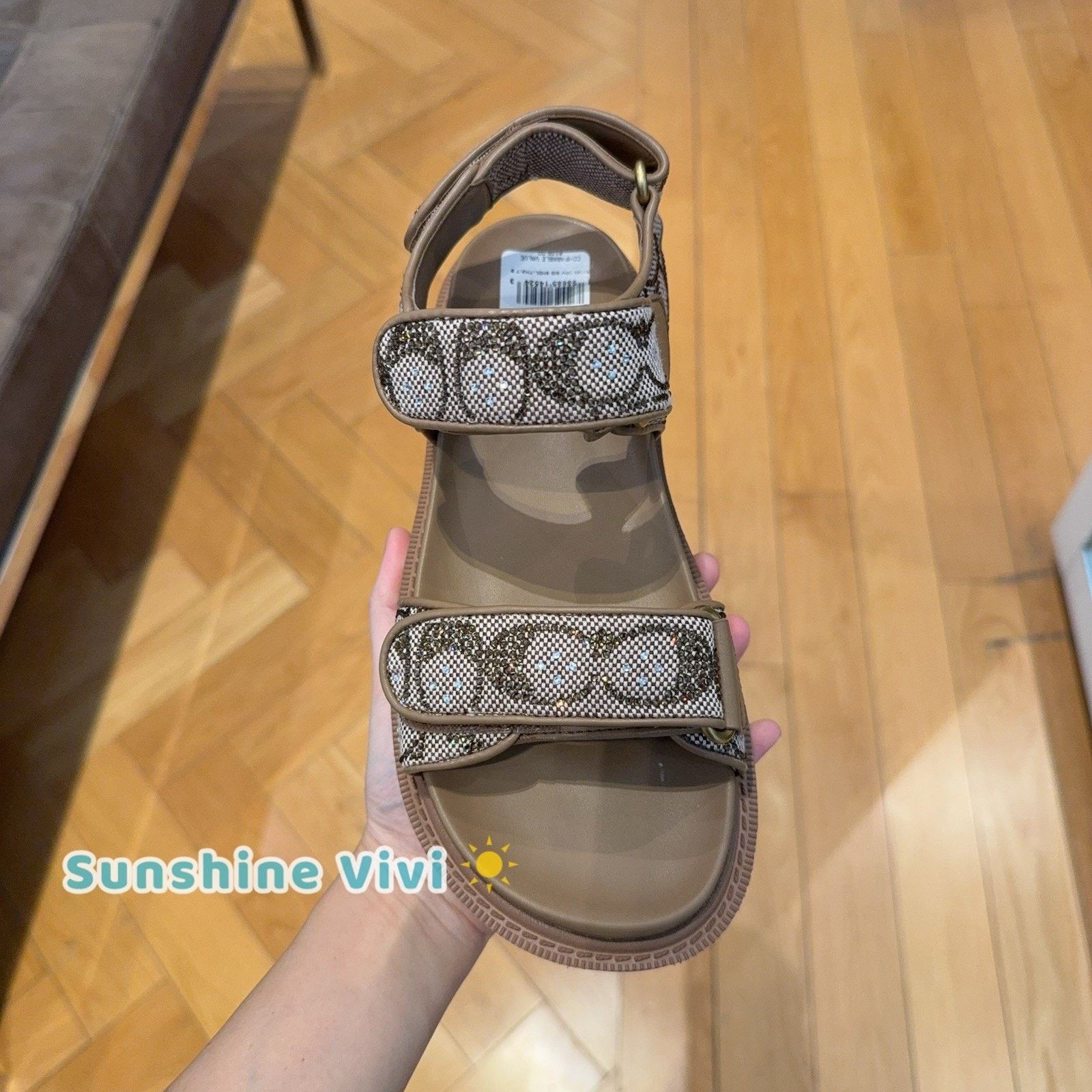 Coach NEW COACH Women Brynn Sandal Crystal Tan CEF38 us6.5 Size US 6.5 / IT 36.5 - 1 Thumbnail