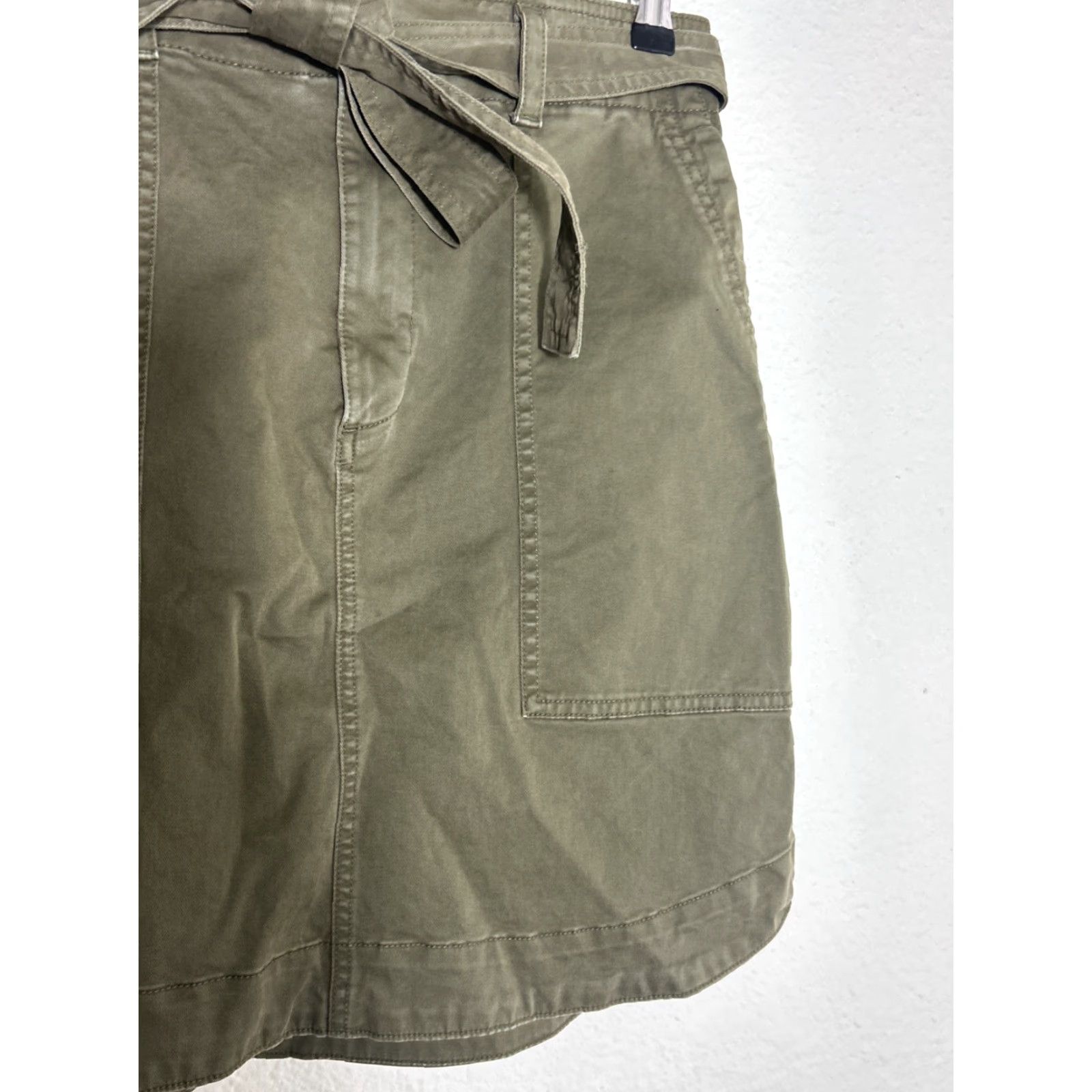 Gap Gap Skirt Women 6 Hi Rise Utility Olive Belted Cotton Elastane Zip Knee Length Skater Mens??? Size 28" / US 6 / IT 42 - 3 Thumbnail