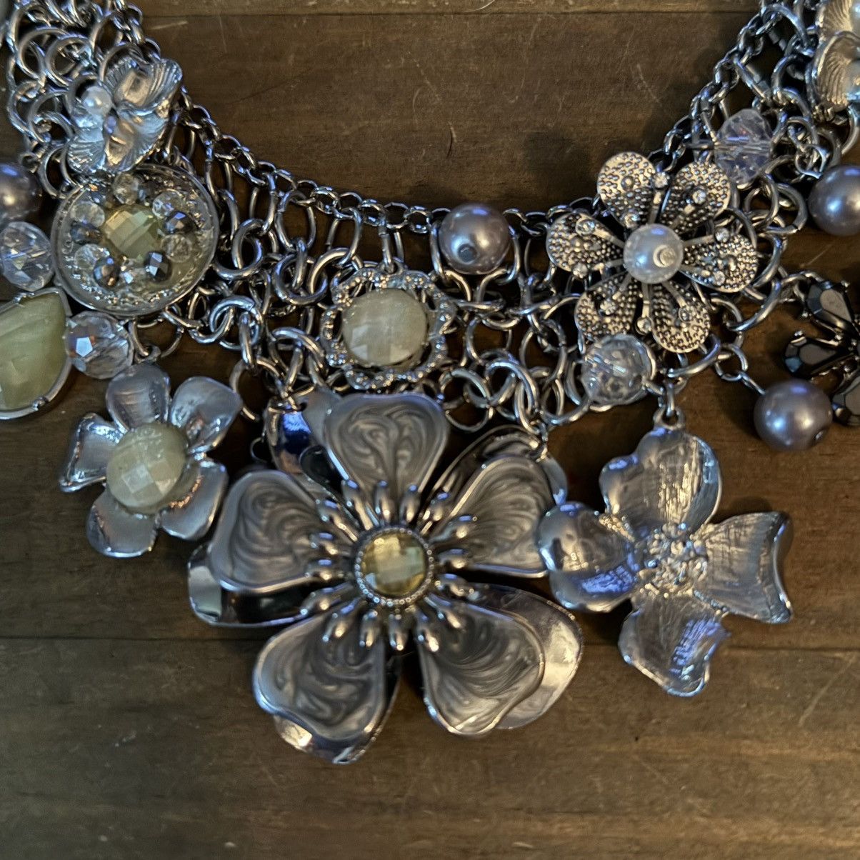 Other My Collection silver floral charms statement bib necklace Size ONE SIZE - 5 Thumbnail