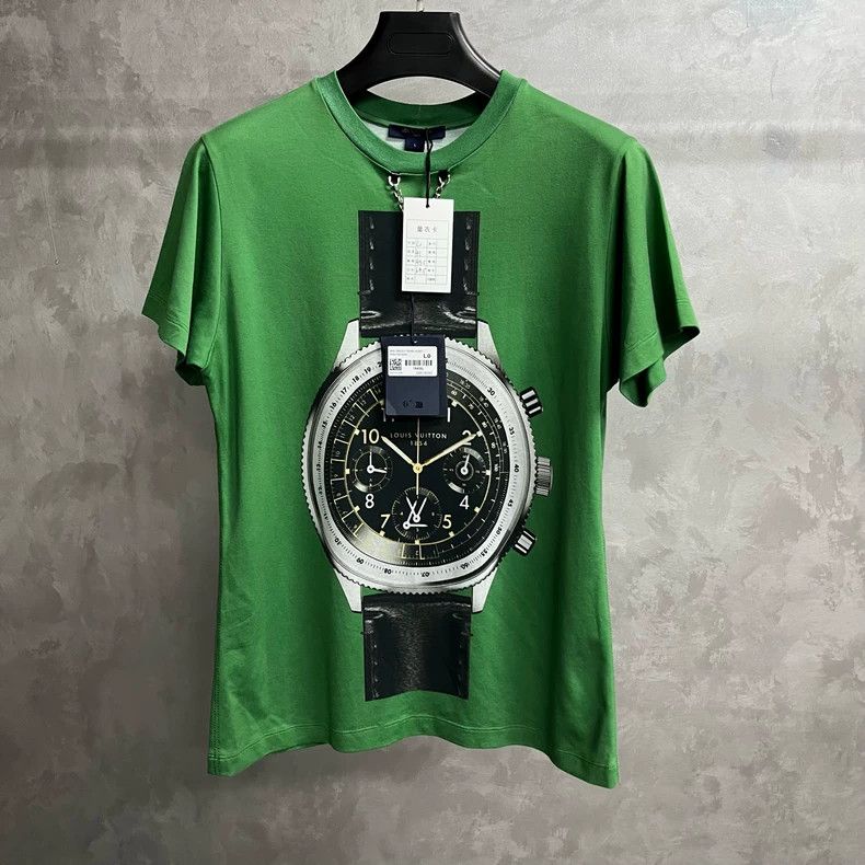 Louis Vuitton louis vuitton Green Solid Watch Graphic Printed Crew Neck Size US L / EU 52-54 / 3 - 1 Thumbnail