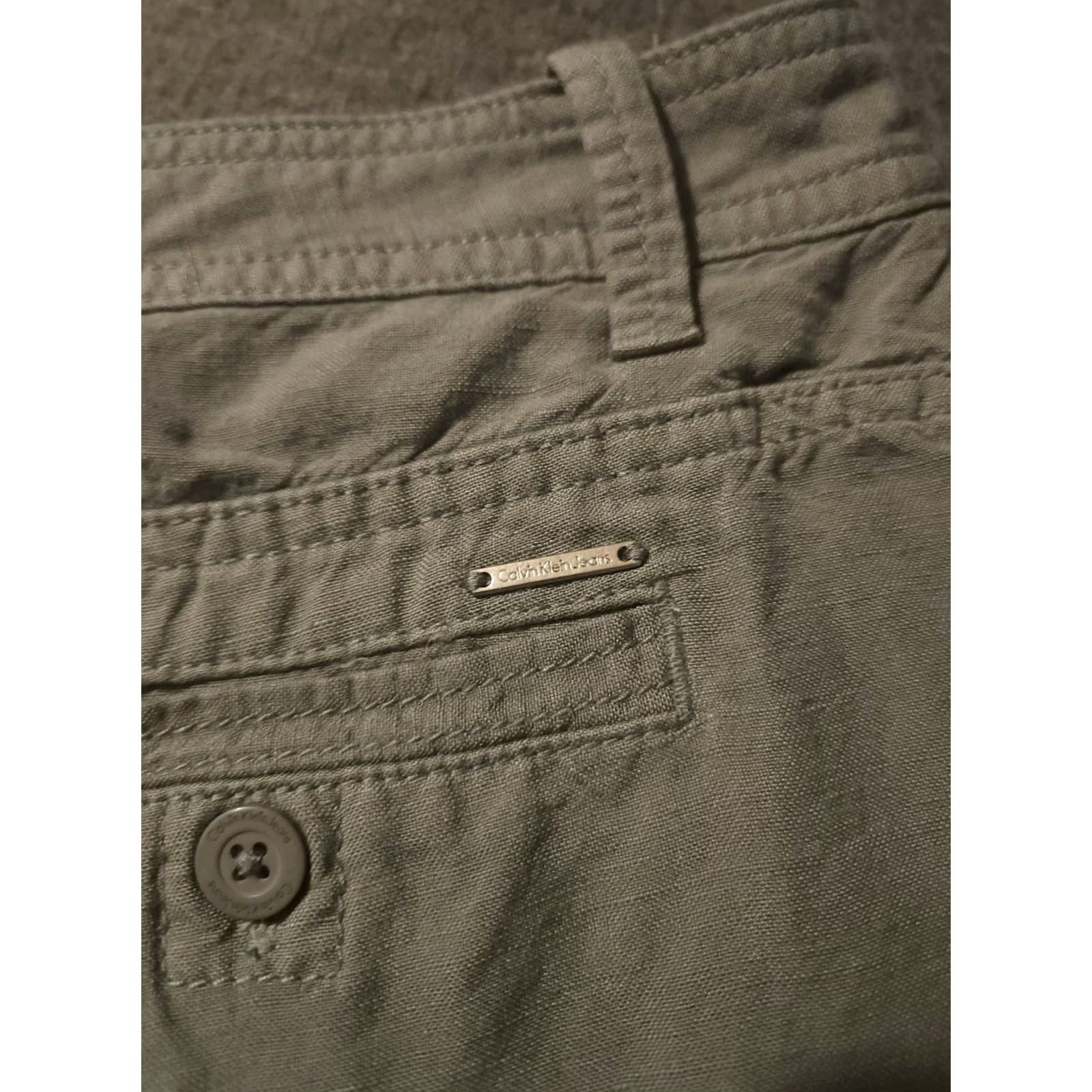 Calvin Klein Calvin Klein Chino Shorts Womens 6 Green Linen Casual Preppy with Slash Pockets Size 28" / US 6 / IT 42 - 6 Thumbnail