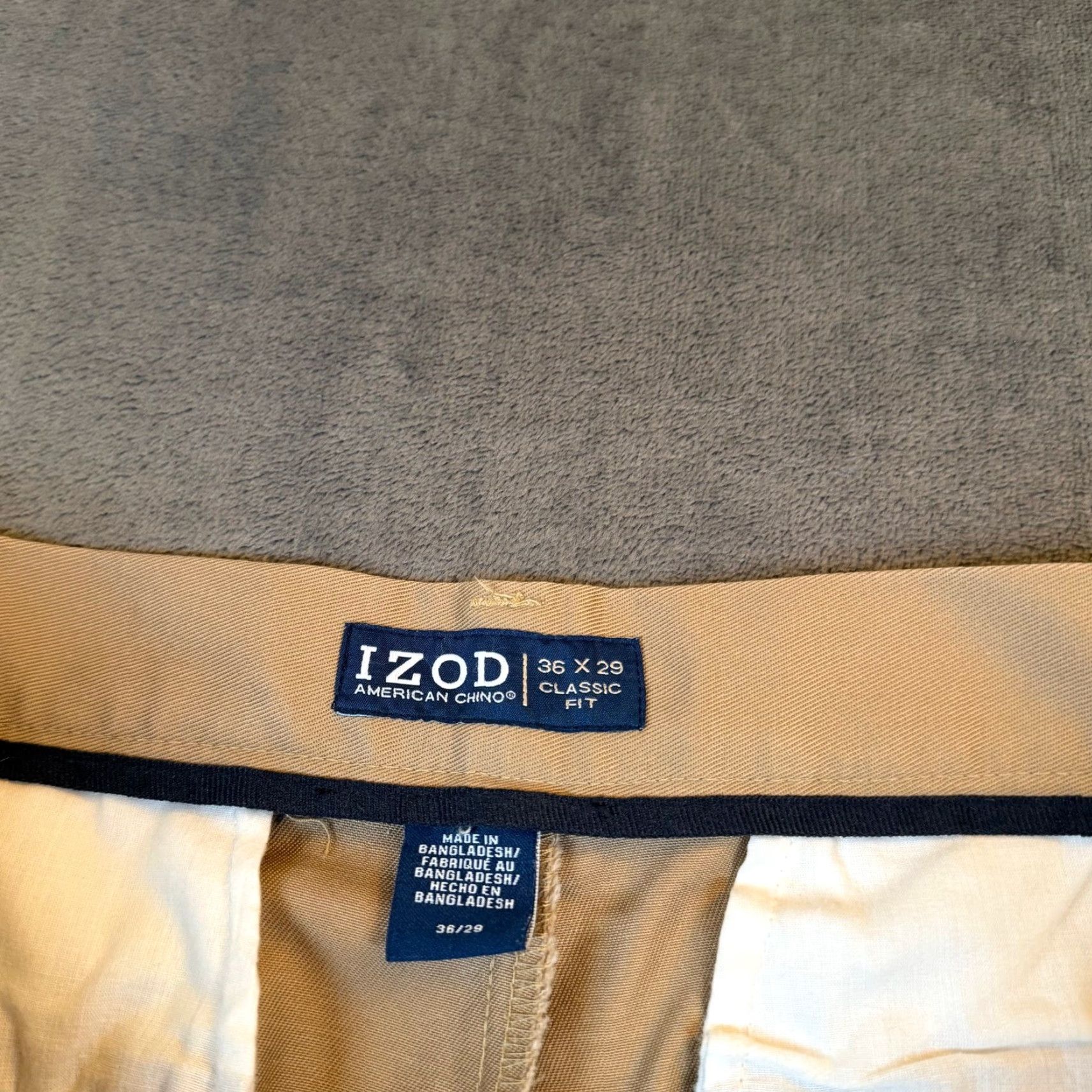 Izod VINTAGE IZOD American Chino Pants Tan Khaki 100% Cotton Mens 36x29 Flat Front Chino Pants Size US 36 / EU 52 - 2 Thumbnail