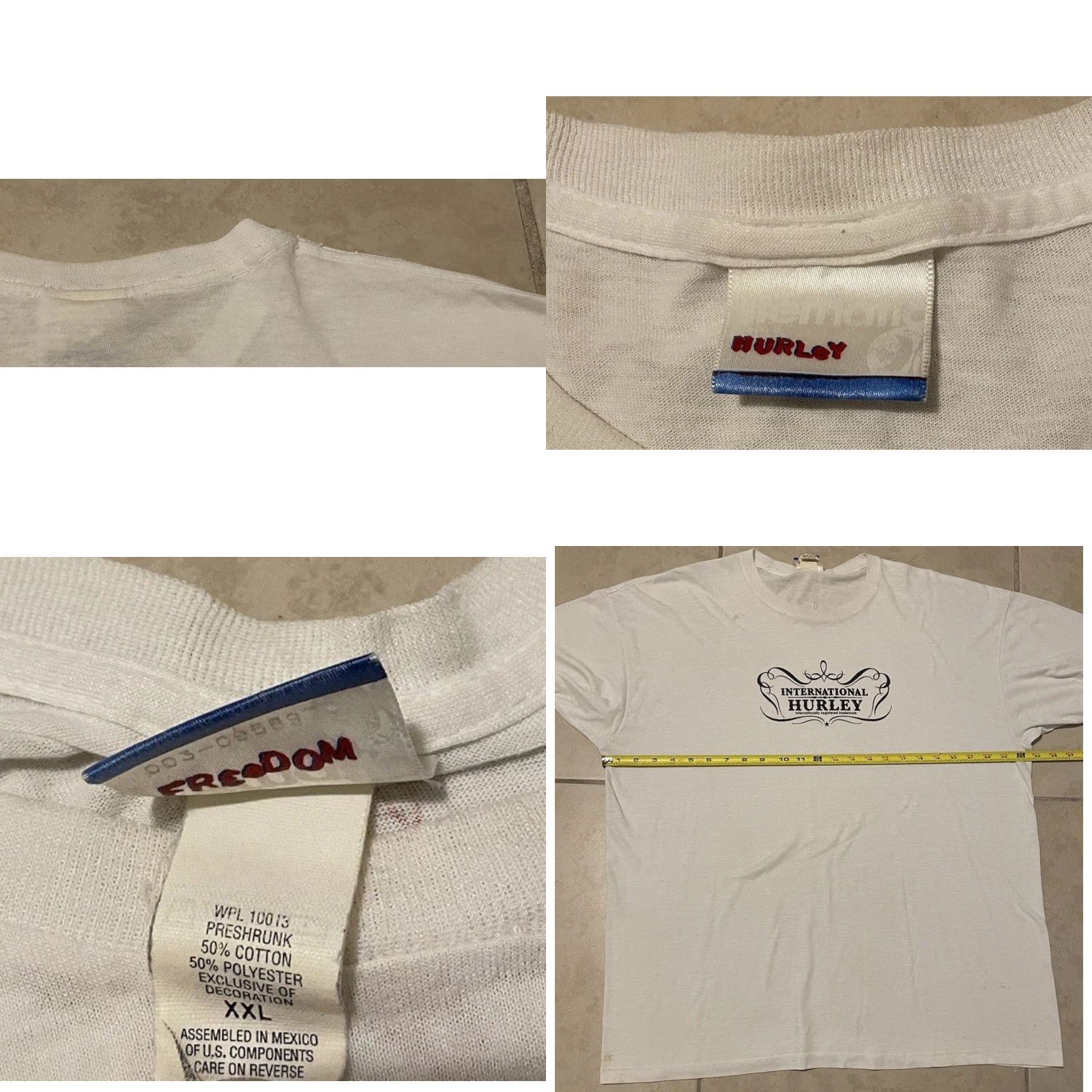 Quiksilver VINTAGE Hurley Faded Shirt 2XL White Graphic Tee 90s Billabong Ocean Pacific Surf Skate Grunge Rusty Y2K Mens Size US XXL / EU 58 / 5 - 9 Thumbnail
