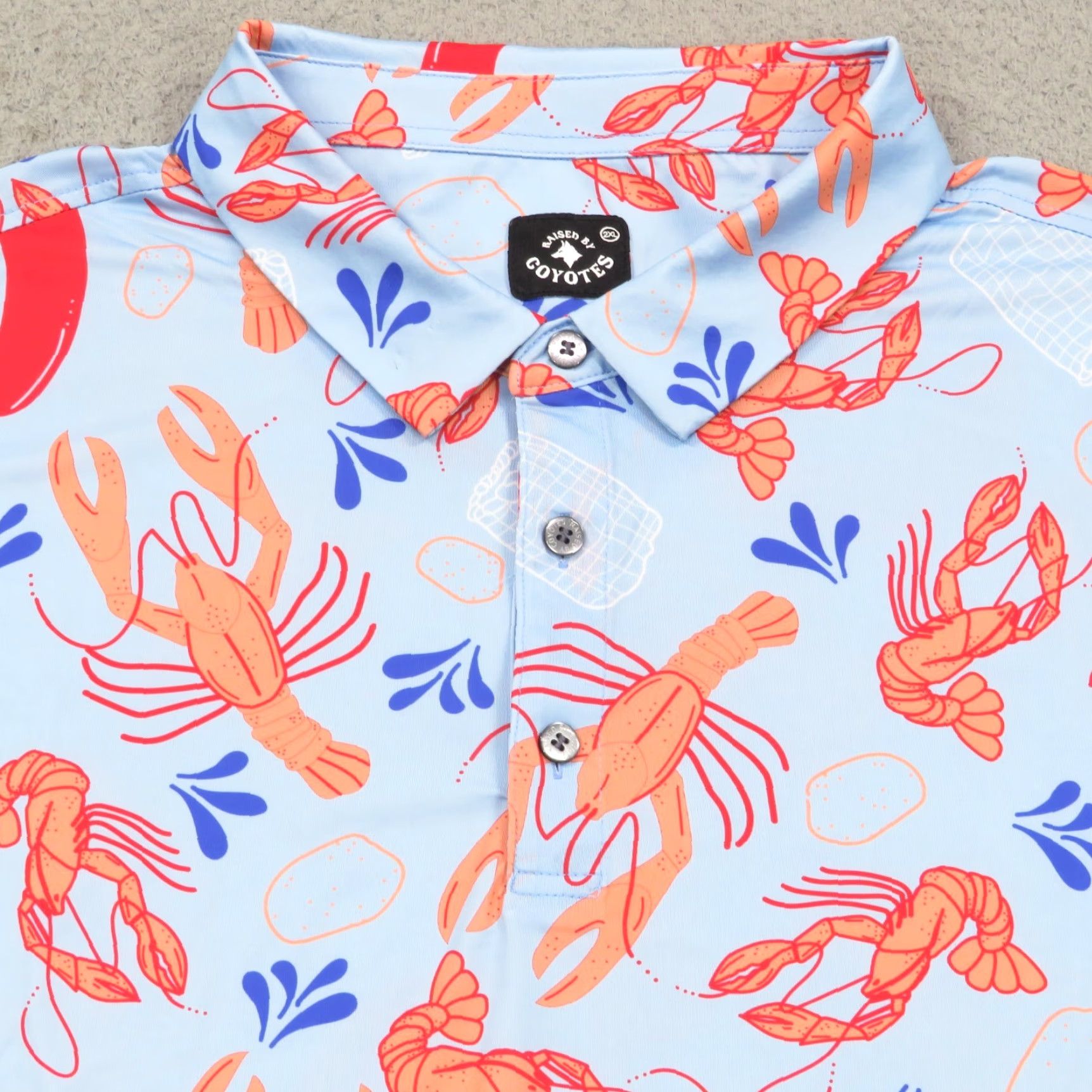 Vintage Raised By Coyotes Polo XXL Blue Southern Low Country All Over Performance Golf Size US XXL / EU 58 / 5 - 3 Thumbnail