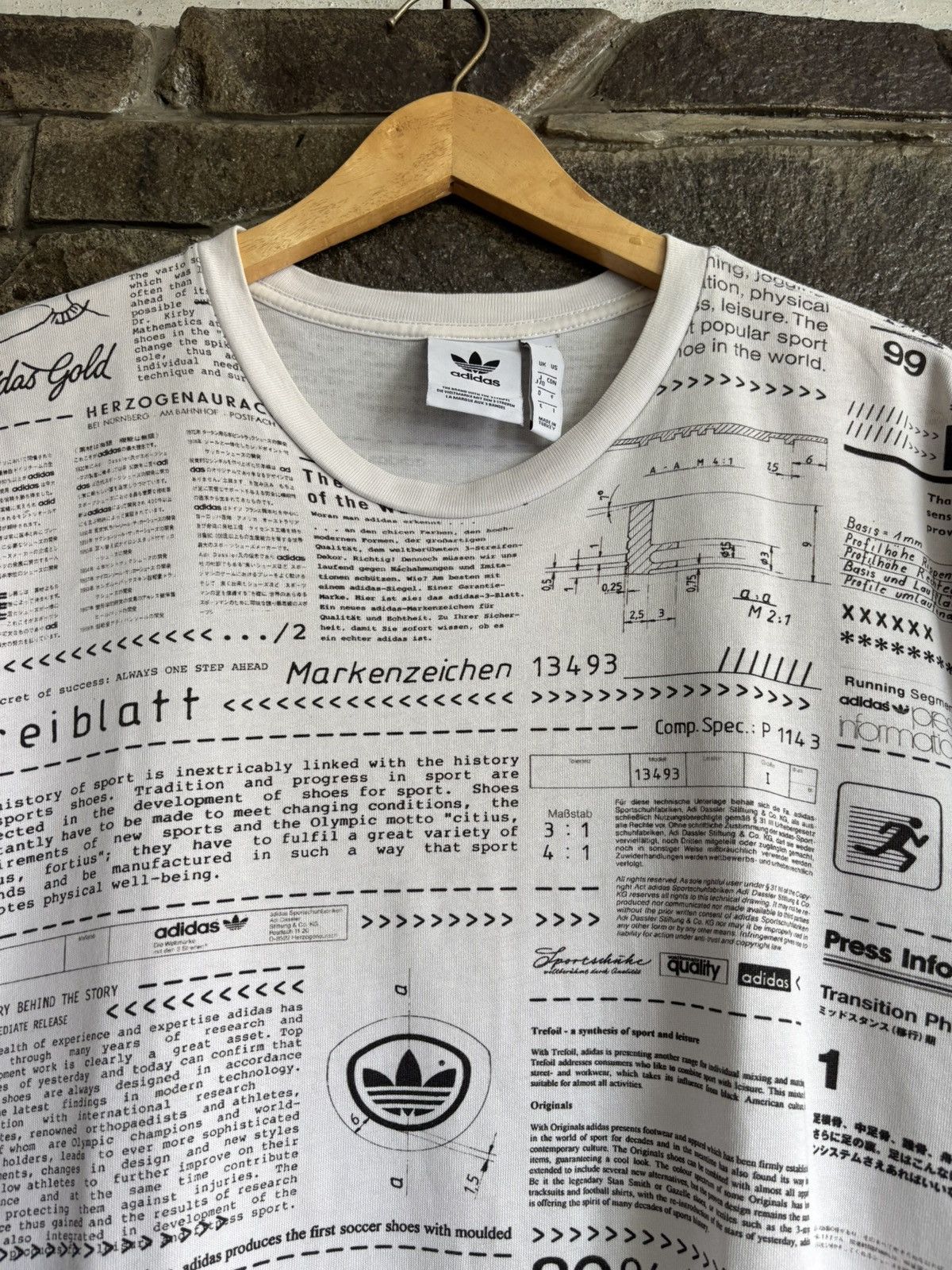 Adidas Rare ! Adidas Sophisti Tee Newspaper All Over Printed Size US L / EU 52-54 / 3 - 4 Thumbnail