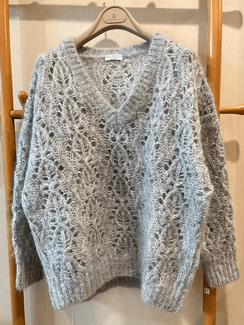 Brunello Cucinelli Brunello Cucinelli Mohair Sequin Openwork Knit Sweater Size M / US 6-8 / IT 42-44 - 2 Thumbnail