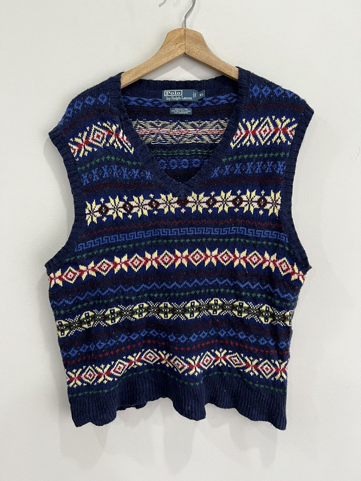 Ralph Lauren Vintage Ralph Lauren Polo Sweater Vest Pattern cashmere silk Size US M / EU 48-50 / 2 - 1 Thumbnail