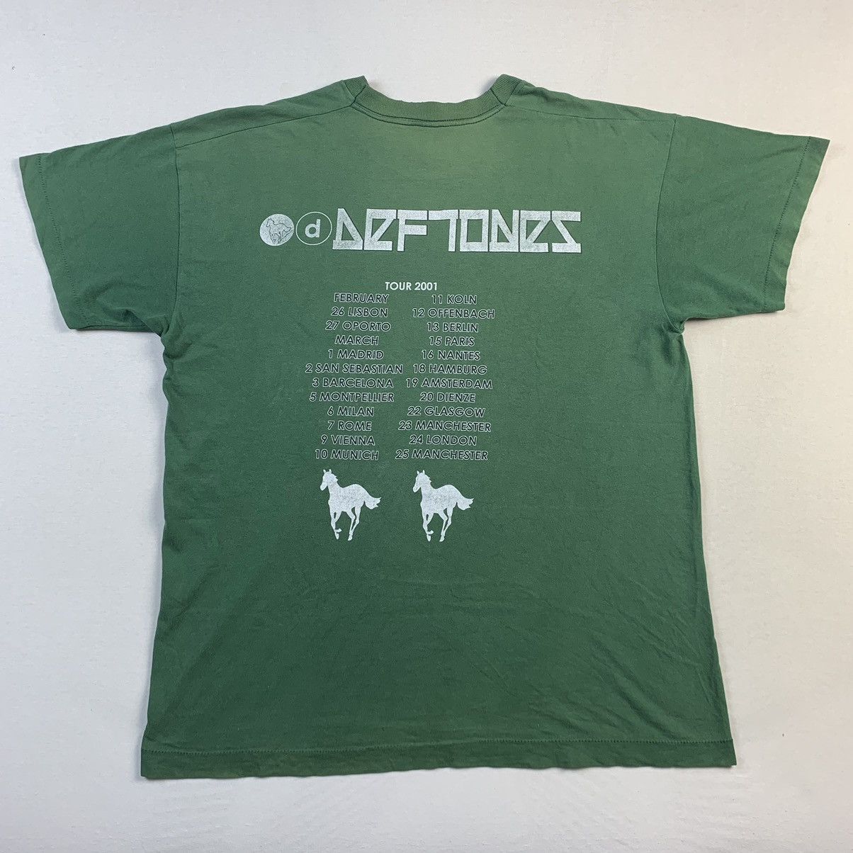 image of Band Tees x Vintage Deftones 2001 Tour Shirt! in Green, Men's (Size XL)