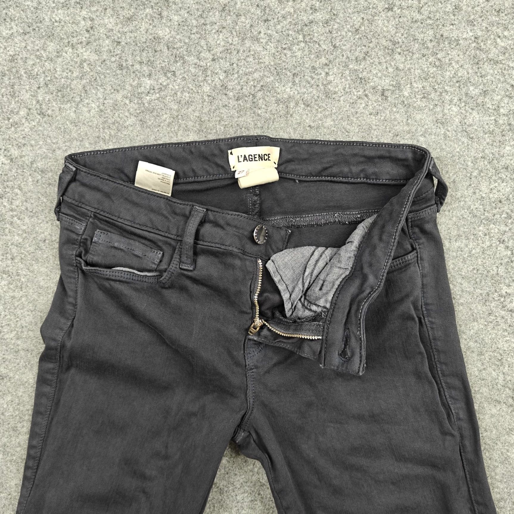 L'AGENCE L'Agence Jeans Womens 27 Gray Charcoal Wash Low Rise Skinny Stretch Denim Jeans Size 27" / US 4 / IT 40 - 2 Thumbnail