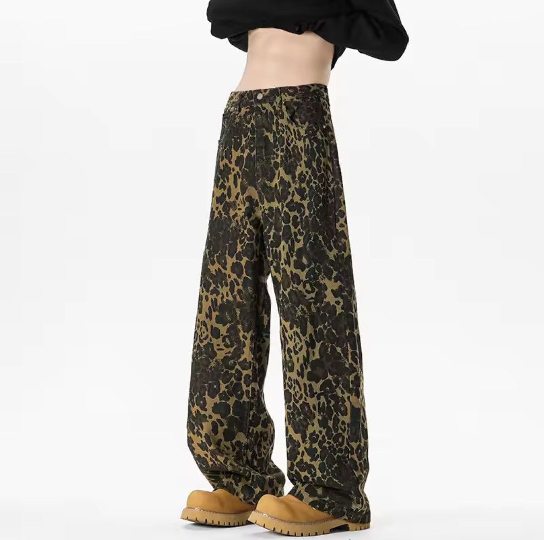Japanese Brand × Jean Street Vintage Loose Wide Leg Leopard Print Street Pants Size US 31 - 3 Thumbnail