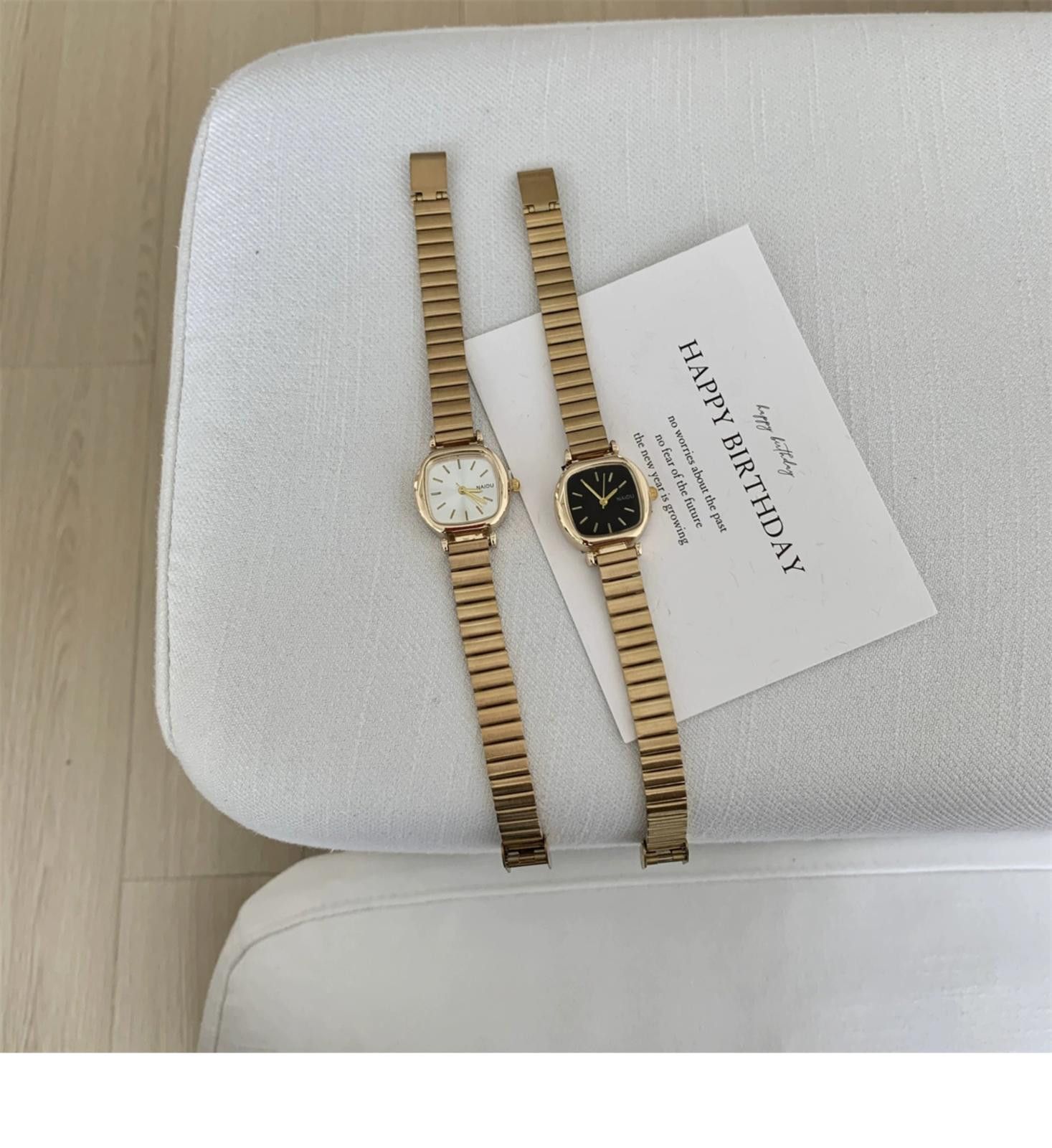 Vintage Gold Square Face Fashion Watch, Elegant Gold Bracelet Size ONE SIZE - 3 Thumbnail