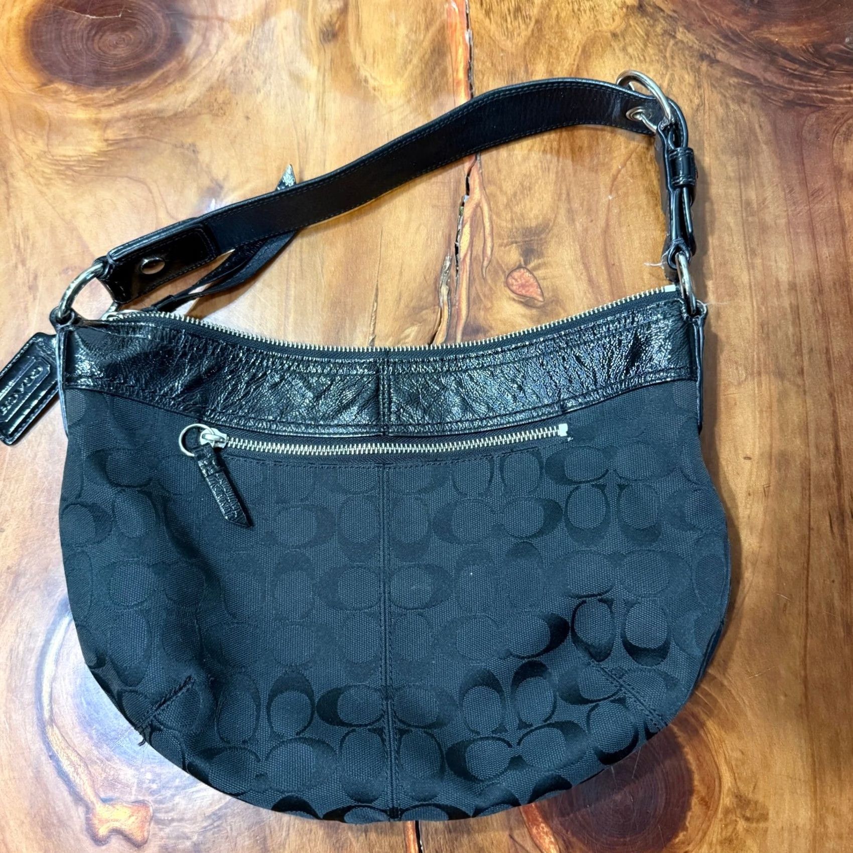 Coach VINTAGE Coach Signature Leather Bag Purse Shoulder Strap Hobo Crescent Black Small Women Crossbody Casual 90s 00s Accessories Size ONE SIZE - 2 Thumbnail
