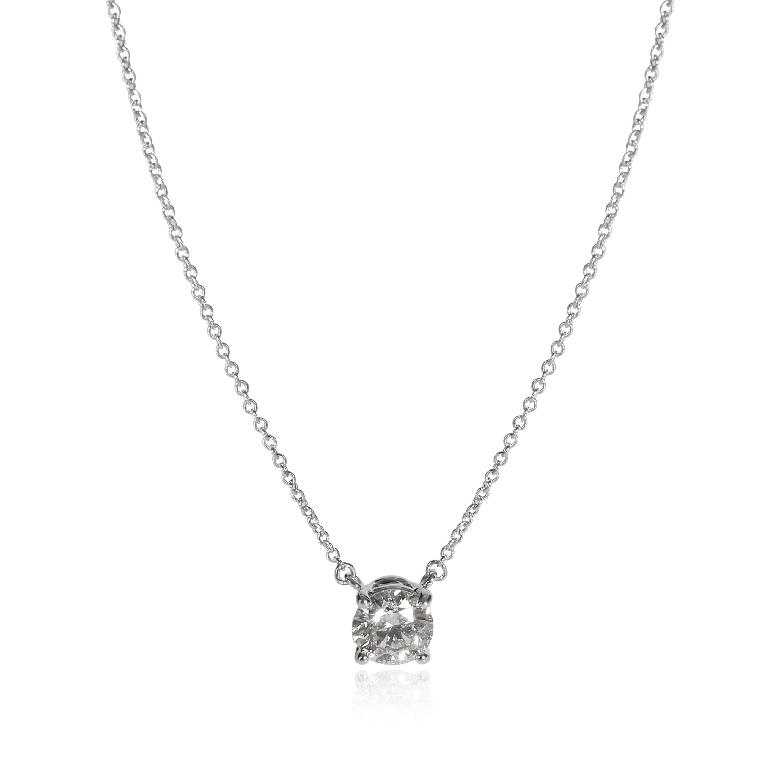image of Tiffany Co Tiffany & Co. Diamond Solitaire Necklace In 1 Ctw in Silver, Women's