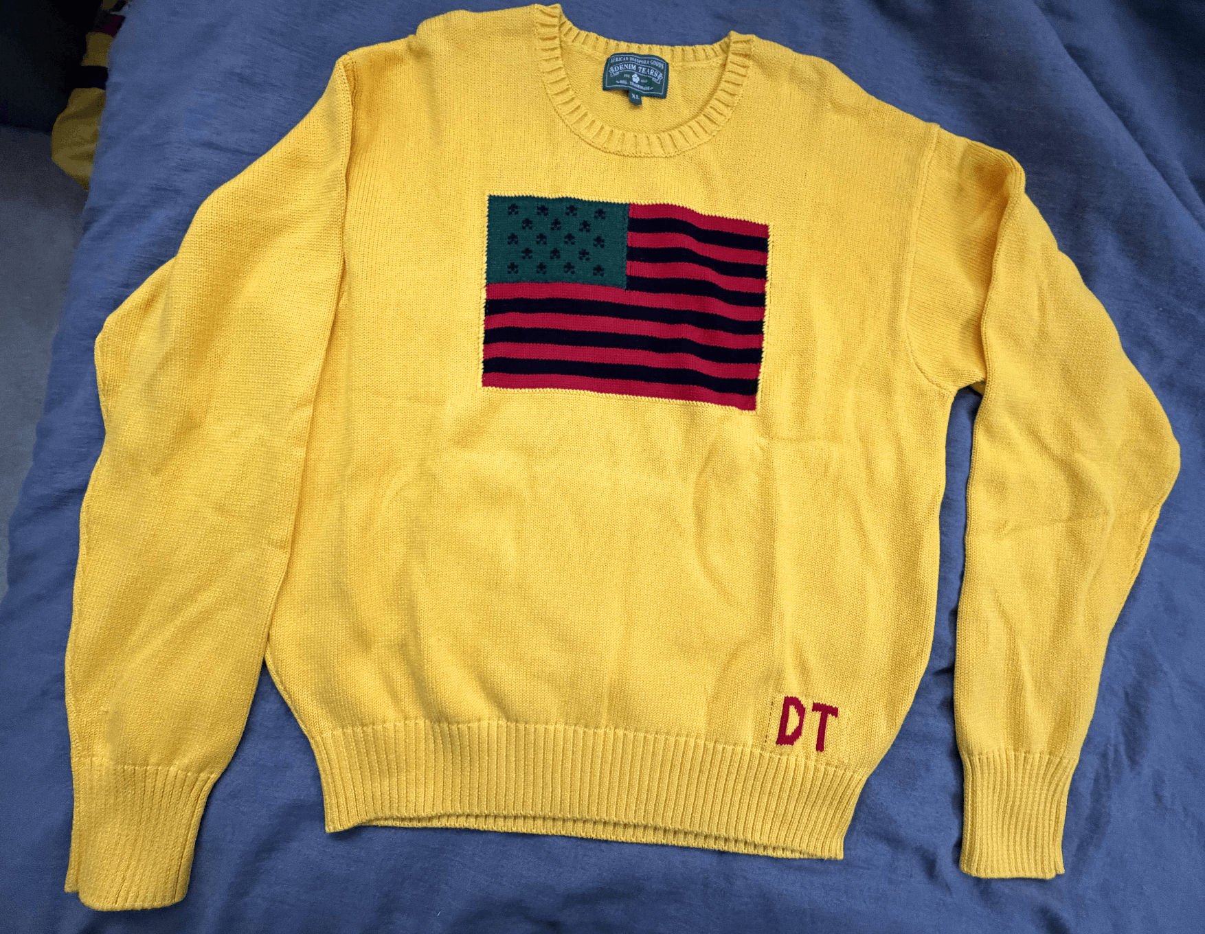 DENIM TEARS RARE Denim Tears Tyson Beckford Yellow Knit Sweater XL (NEW) Size US XL / EU 56 / 4 - 1 Thumbnail