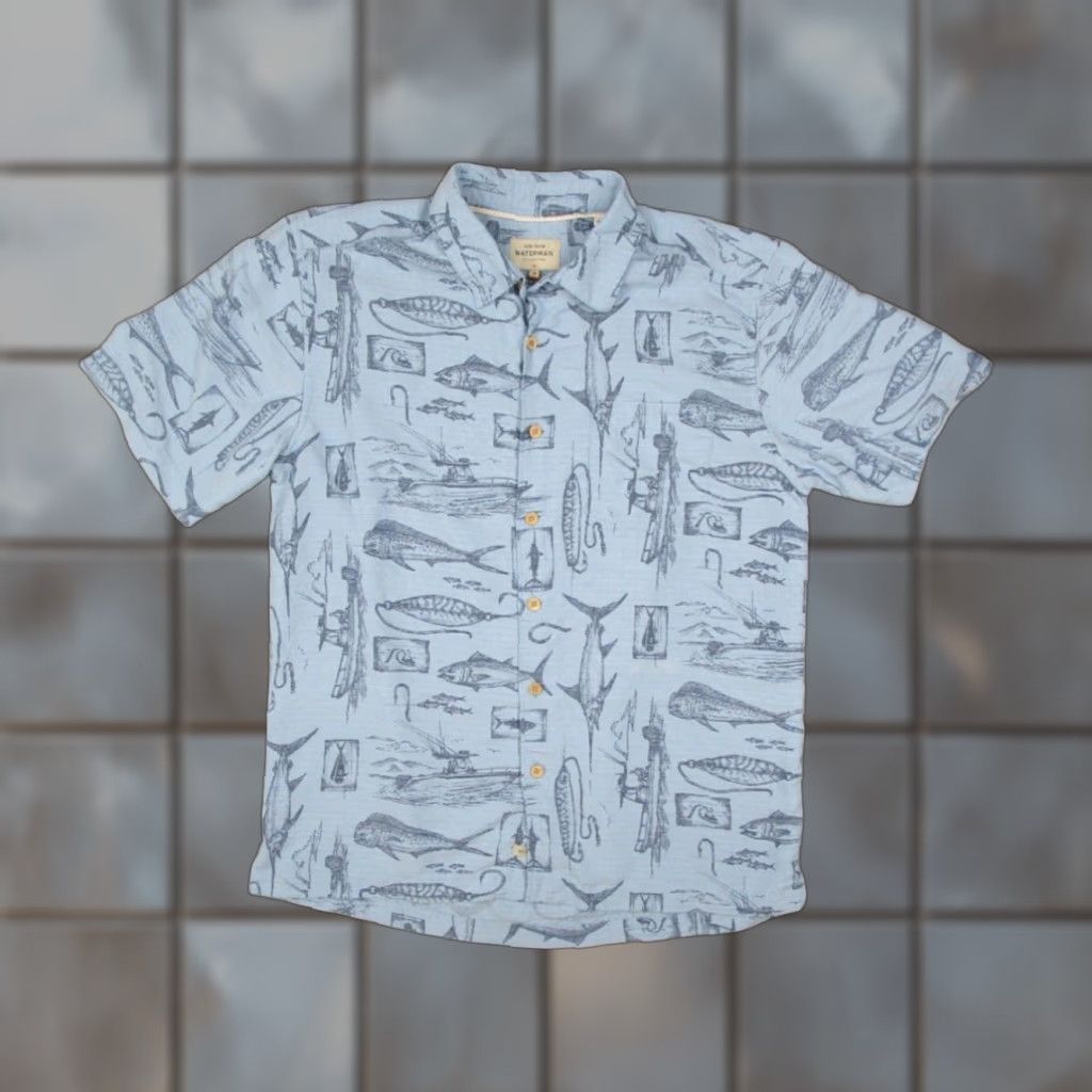 Quiksilver Quiksilver Waterman Mens Blue Short Sleeve Hawaiian Button Up Shirt Medium Size US M / EU 48-50 / 2 - 1 Thumbnail
