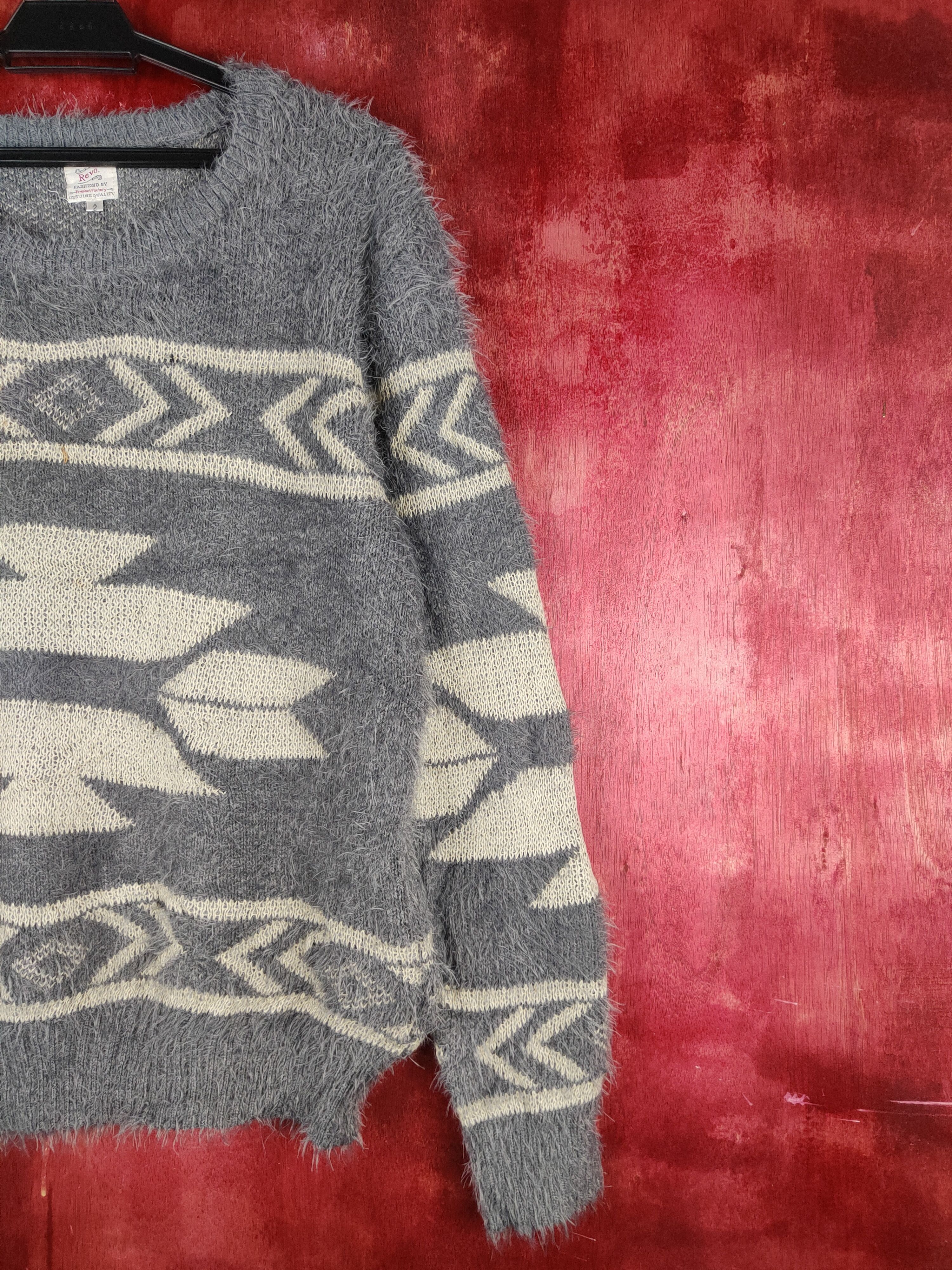 Japanese Brand Revo Dark Gray Shag Shaggy Fur Mohair Knitwear #S1957 Size US M / EU 48-50 / 2 - 5 Thumbnail