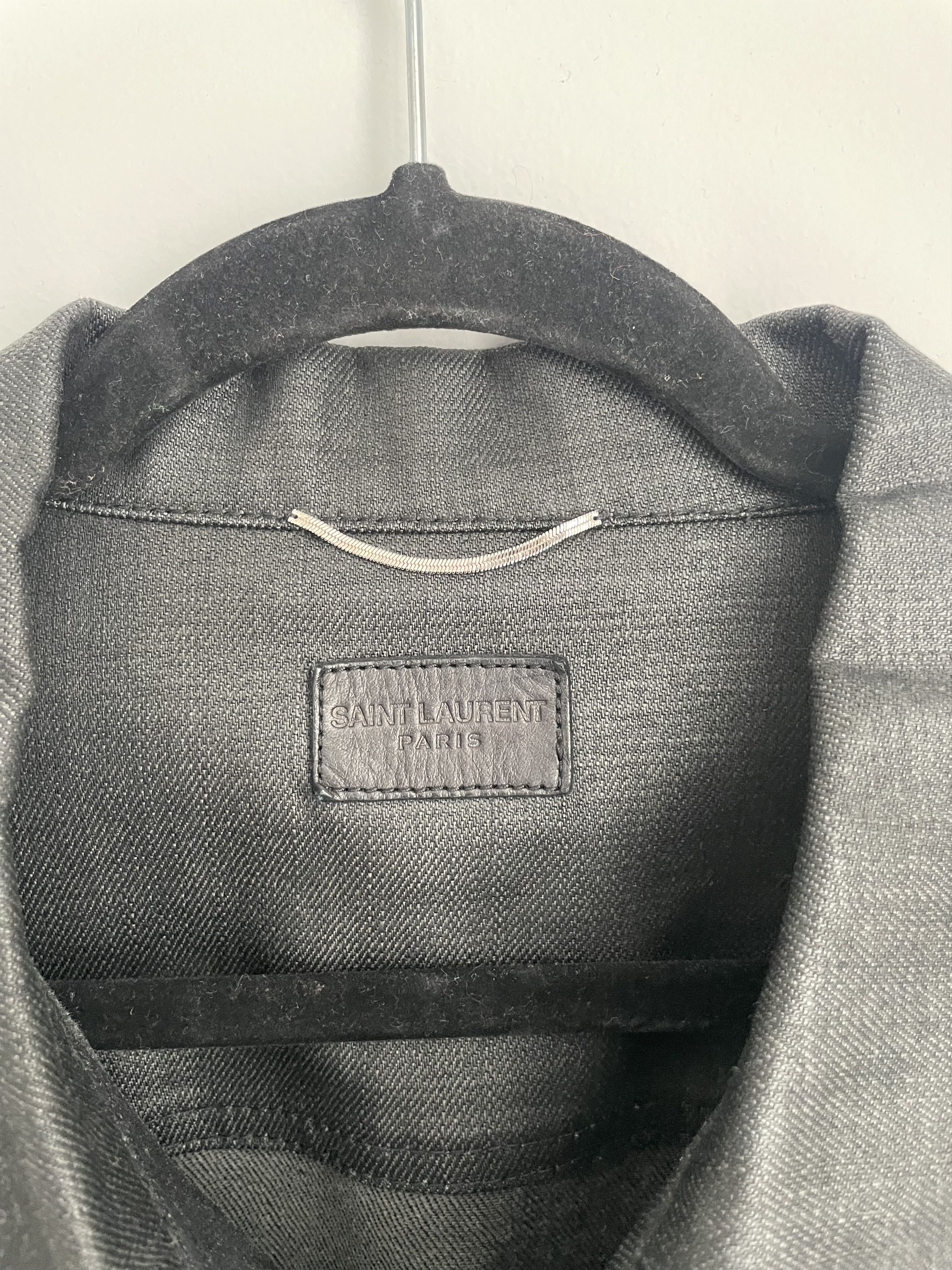 Saint Laurent Paris Hedi Slimane black Waxed Denim jacket 2013 Size US L / EU 52-54 / 3 - 3 Thumbnail