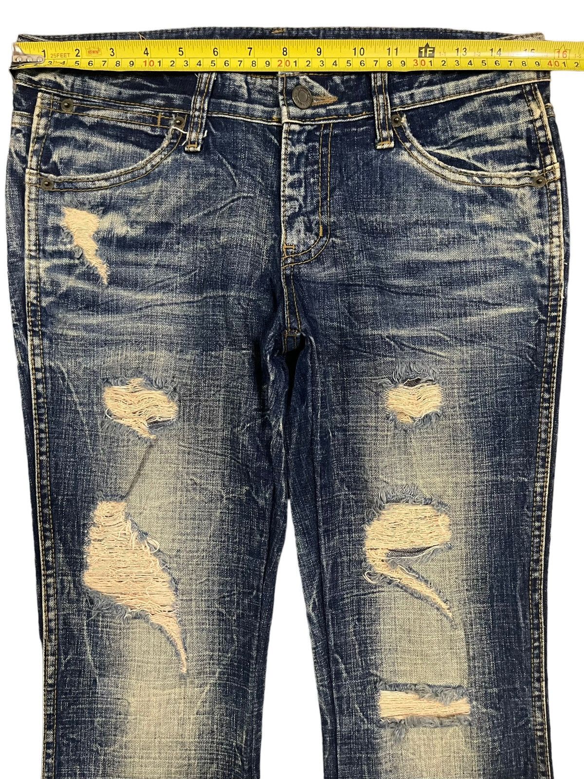 14th Addiction Vintage Japanese Brand Blue Wash Distressed Flare Jeans Size US 30 / EU 46 - 10 Thumbnail