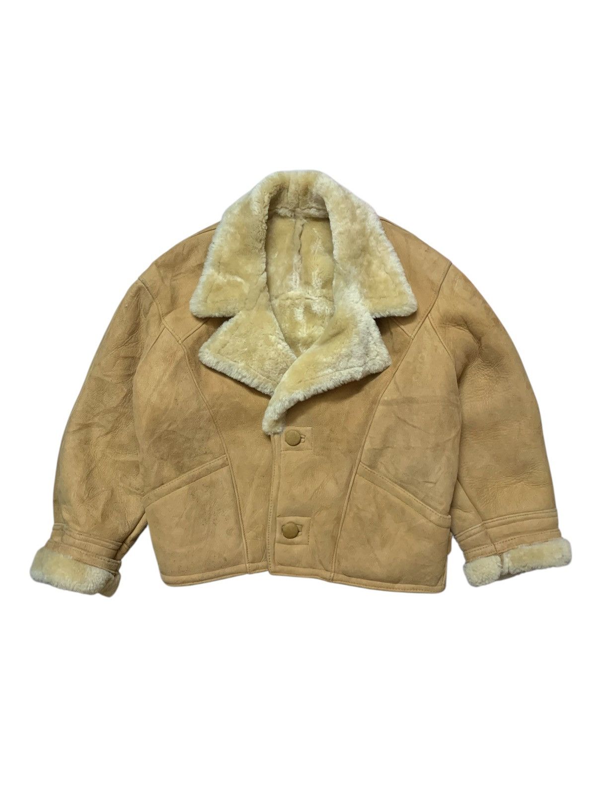Genuine Leather Vintage US SHEEPSKIN Shearling Cropped Jacket Size US L / EU 52-54 / 3 - 1 Thumbnail