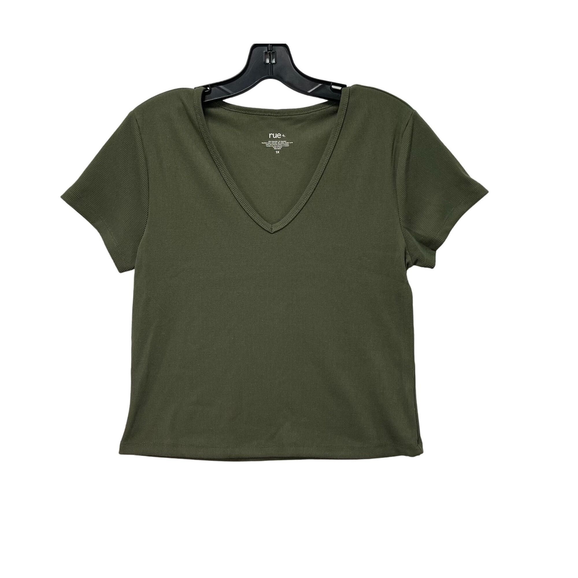 Other Rue + - Women's Short Sleeve Top - Green Olive - 1X Size XL / US 12-14 / IT 48-50 - 1 Thumbnail