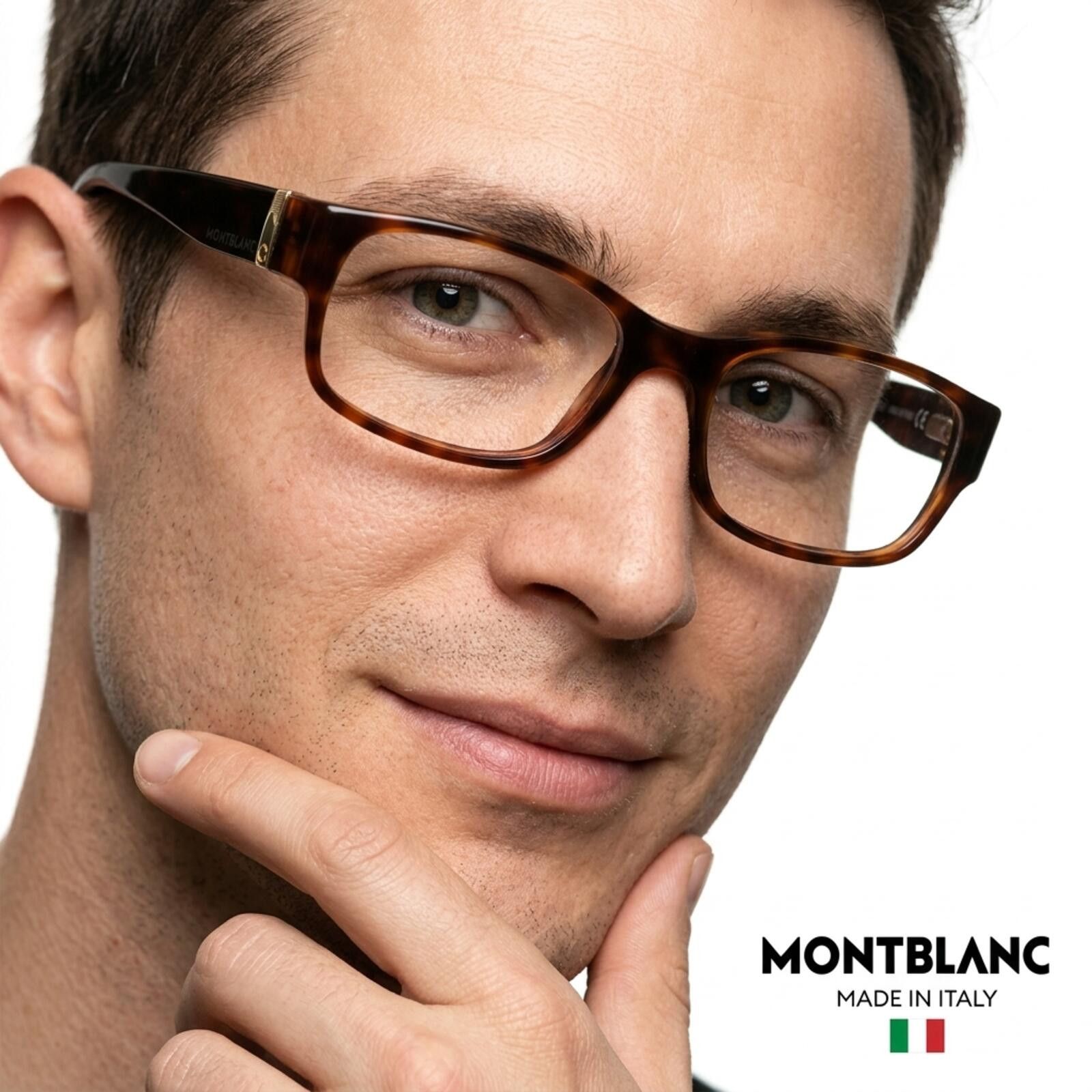 Montblanc Montblanc MB 210 Men Eyeglasses Italy | Tortoise Rectangular Size ONE SIZE - 1 Thumbnail