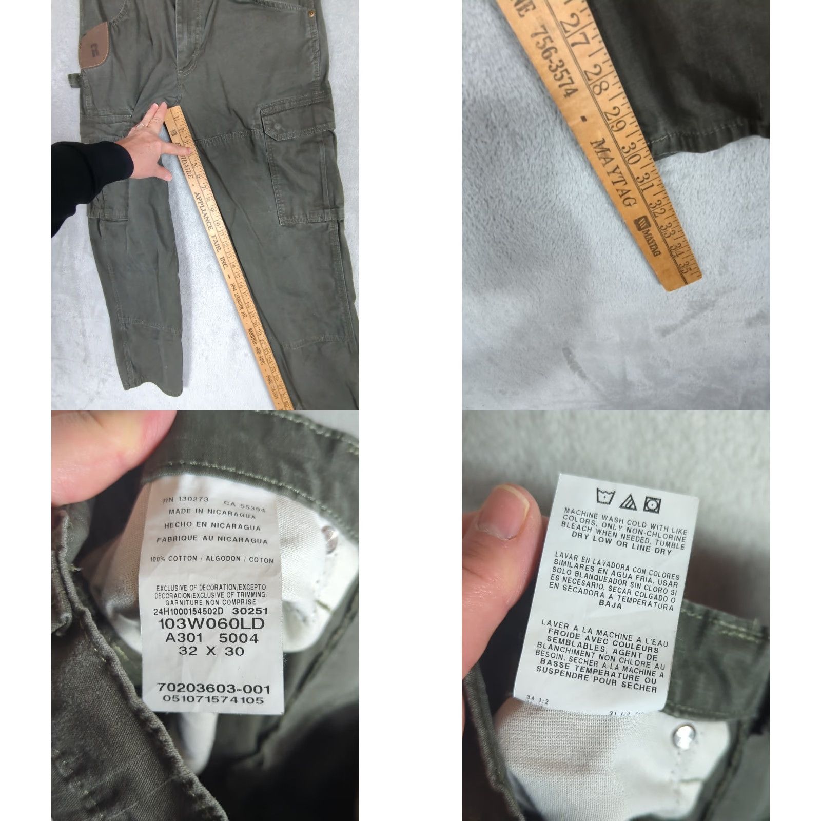 Wrangler Wrangler Riggs Pants Mens 32x30 Moss Green Ripstop Cargo Double Knee Workwear Size US 32 / EU 48 - 9 Thumbnail