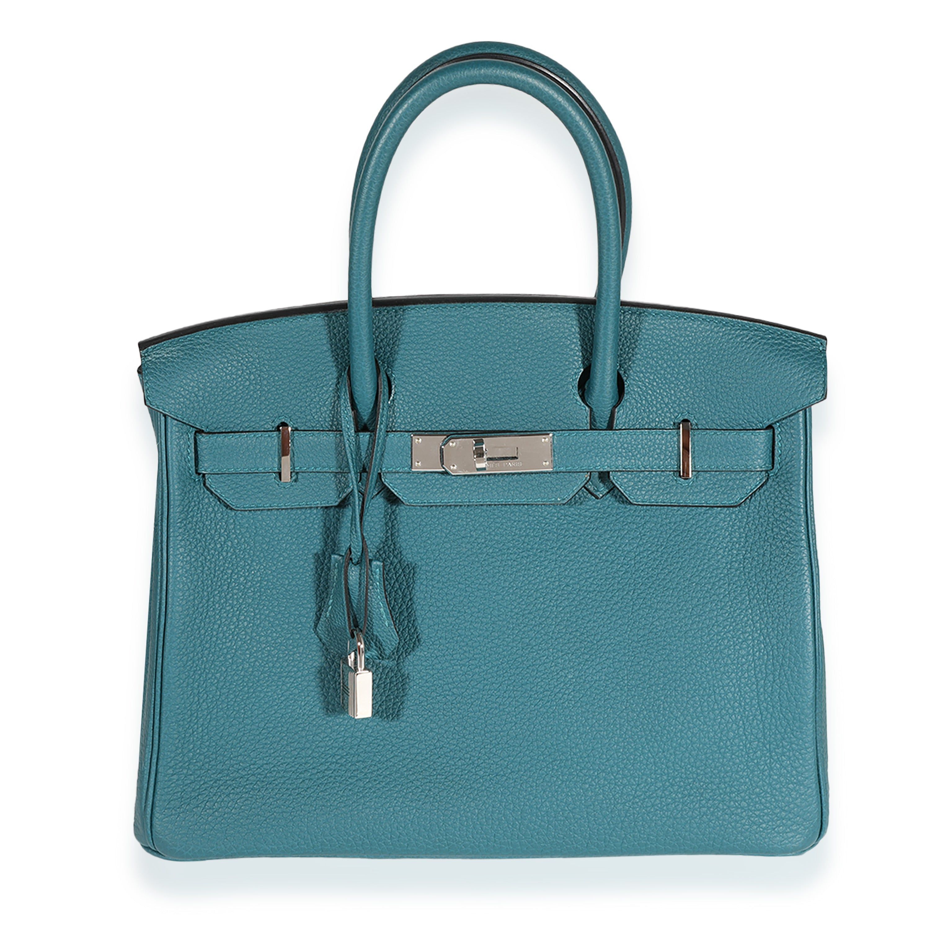 image of Hermes Verso Vert Bosphore & Bleu Ocean Togo Birkin 30 Phw in Red, Women's