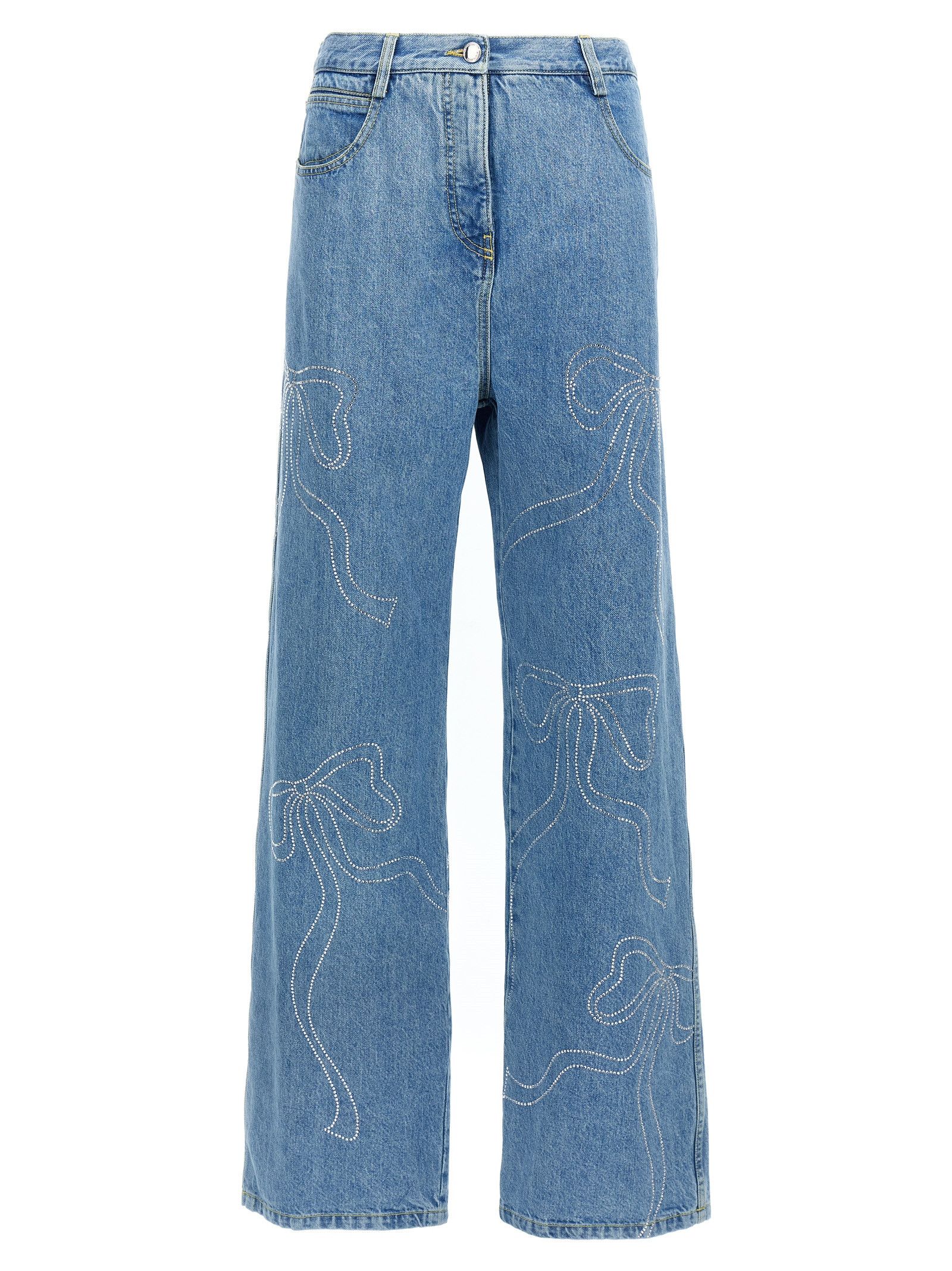 MACH & MACH 'Crystal ribbon hot fix' jeans Size 34" / US 12 / IT 48 - 1 Thumbnail