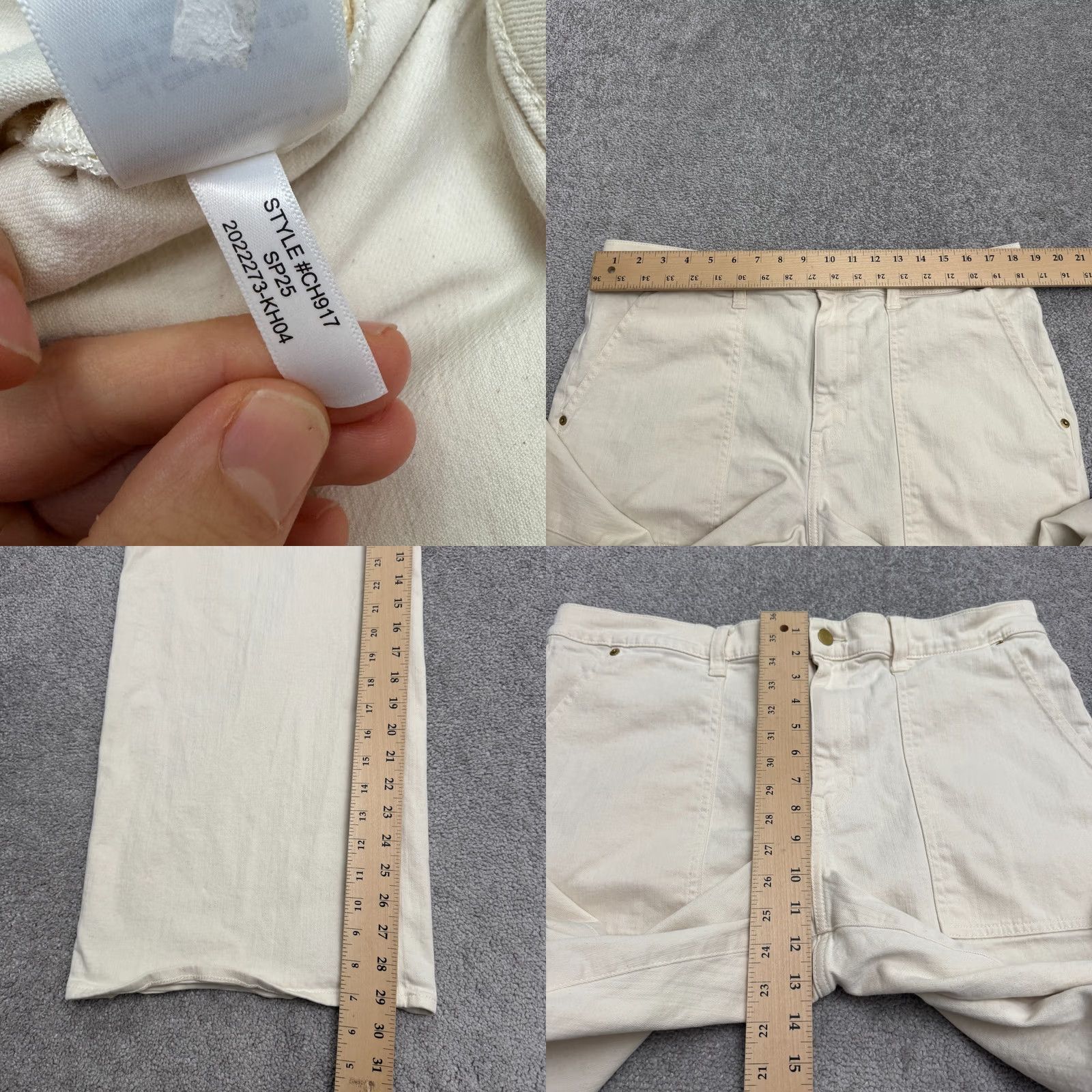 J.Crew VINTAGE J.CREW Wide-Leg Denim Jeans Women 32 Cream High Rise Cotton Stretch Casual 26x29 Size 24" / US 00 / IT 34 - 8 Thumbnail