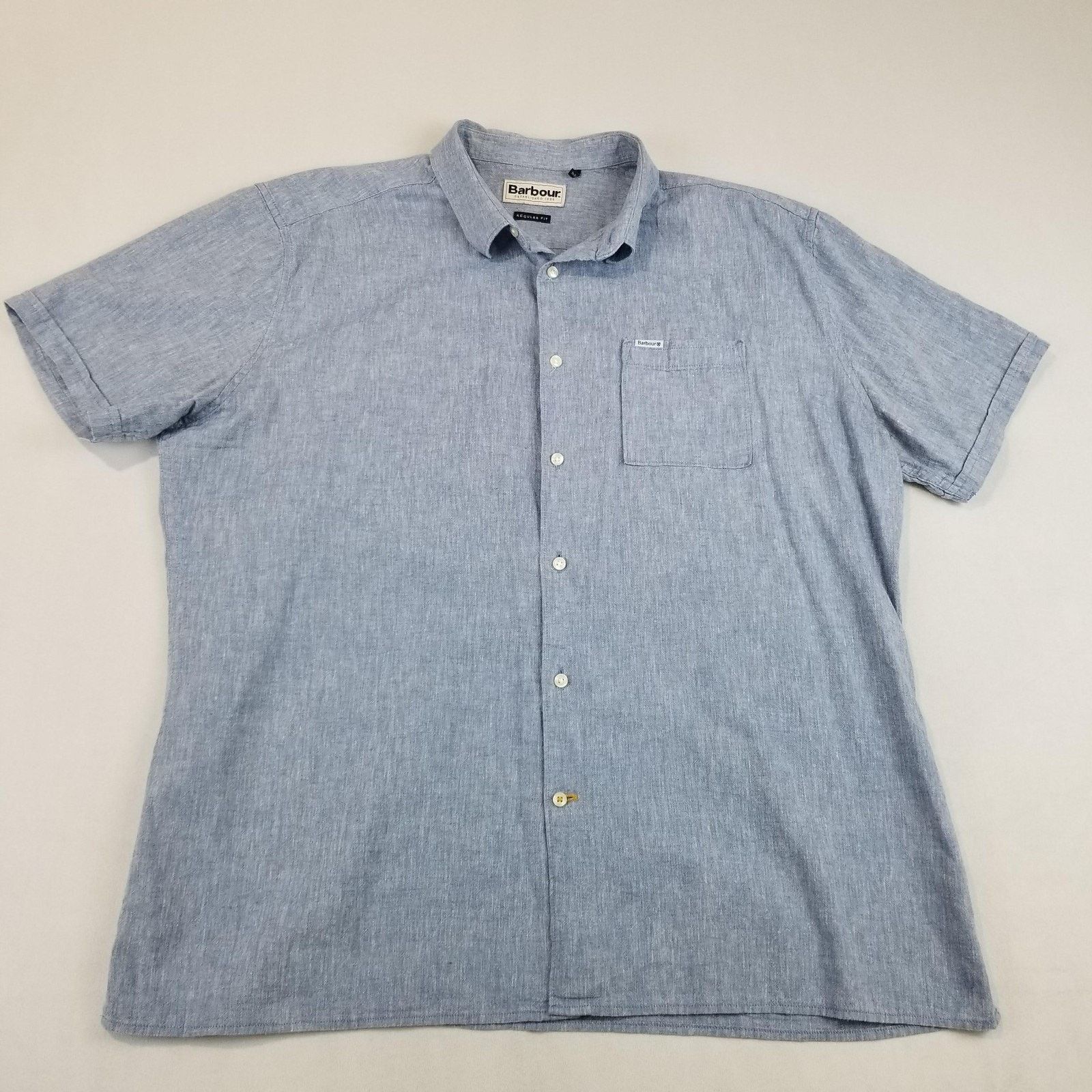 Barbour Barbour Shirt Mens Large Blue Nelson Linen Cotton Chambray Size US L / EU 52-54 / 3 - 1 Thumbnail